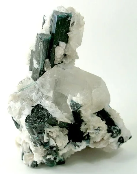 Schorl, Tourmaline (Var: Indicolite), Albite (Var: Cleavelandite), Quartz image