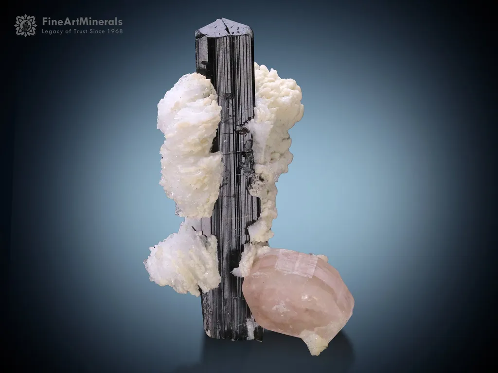 Schorl with Apatite and Albite from Stak Nala Pakistan image