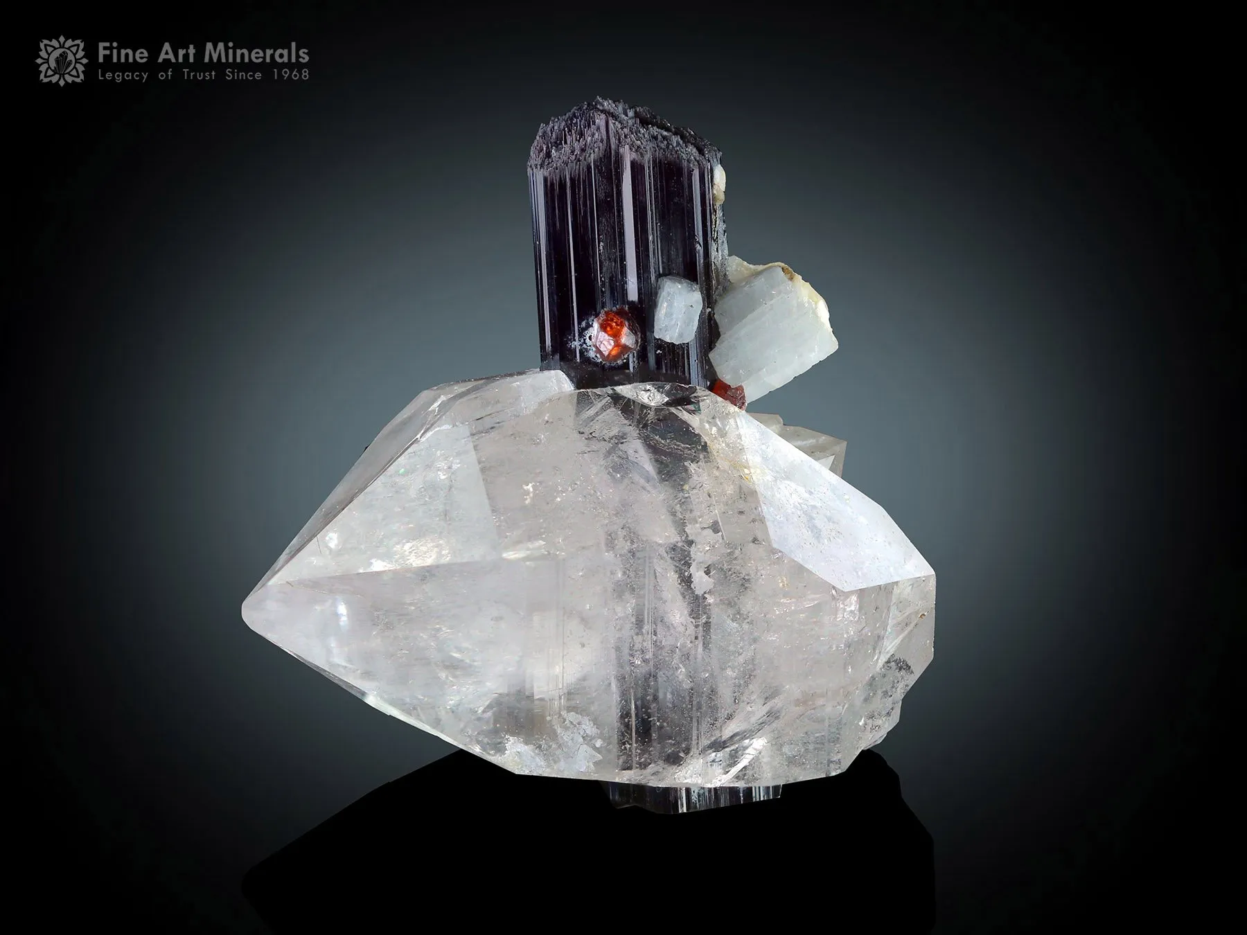 Schorl with Floater Quartz and Spessartine from Pakistan - image 1