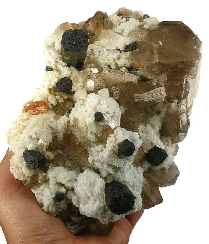 Schorl With Spessartine, Albite, Quartz - image 3
