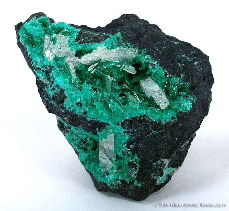 Schultenite on Adamite Var. Cuproadamite - image 2