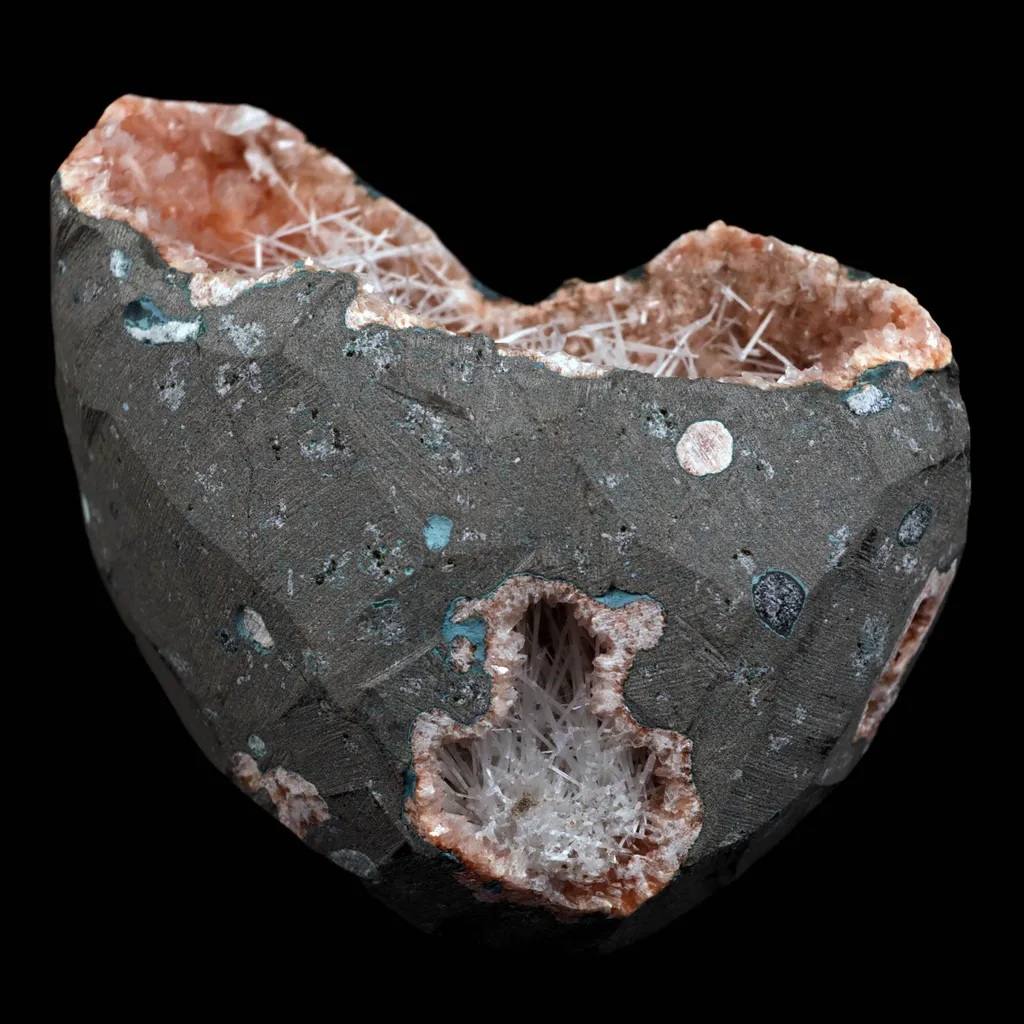 Scolecite Accular Sprays Inside Heulandite Geode Natural Mineral Specimen - image 5