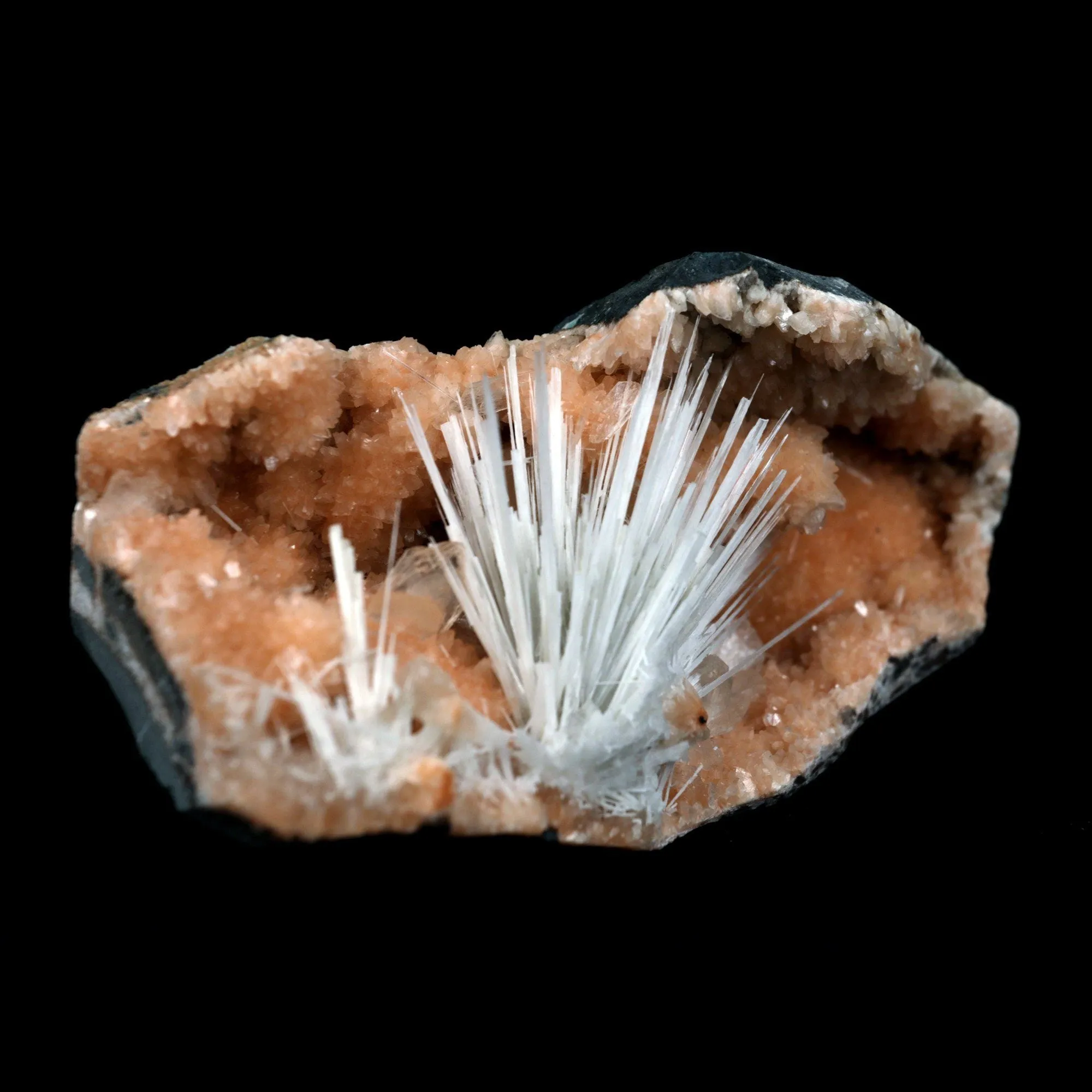 Scolecite Accular Sprays Inside Heulandite Geode Natural Mineral Specimen - image 2