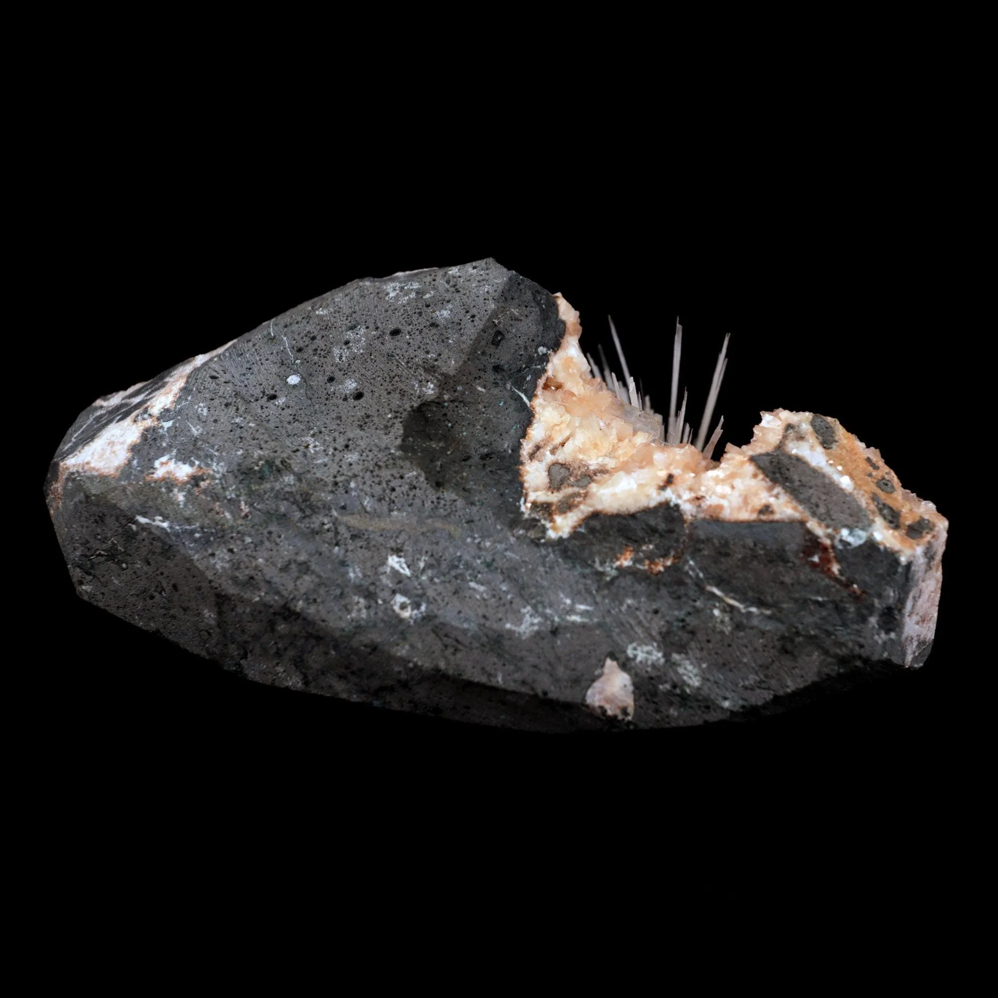 Scolecite Accular Sprays Inside Heulandite Geode Natural Mineral Specimen - image 6