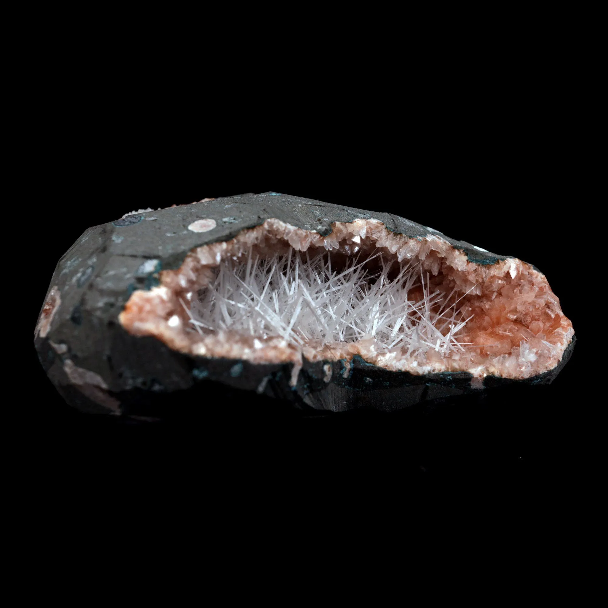 Scolecite Accular Sprays Inside Heulandite Geode Natural Mineral Specimen - image 2