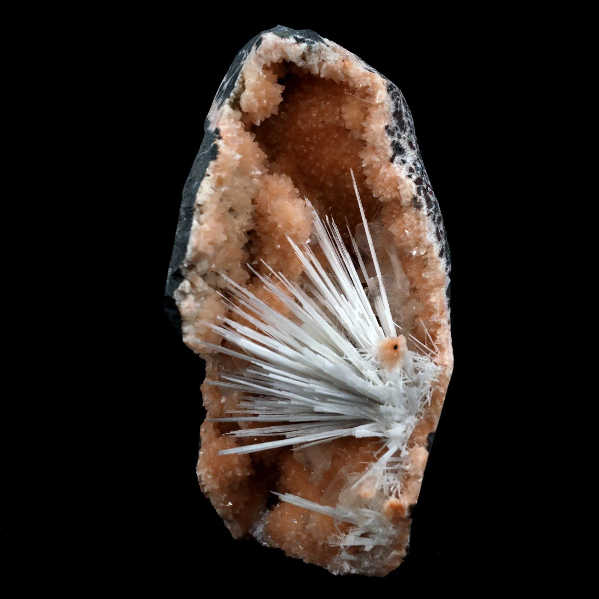 Scolecite Accular Sprays Inside Heulandite Geode Natural Mineral Specimen - image 5