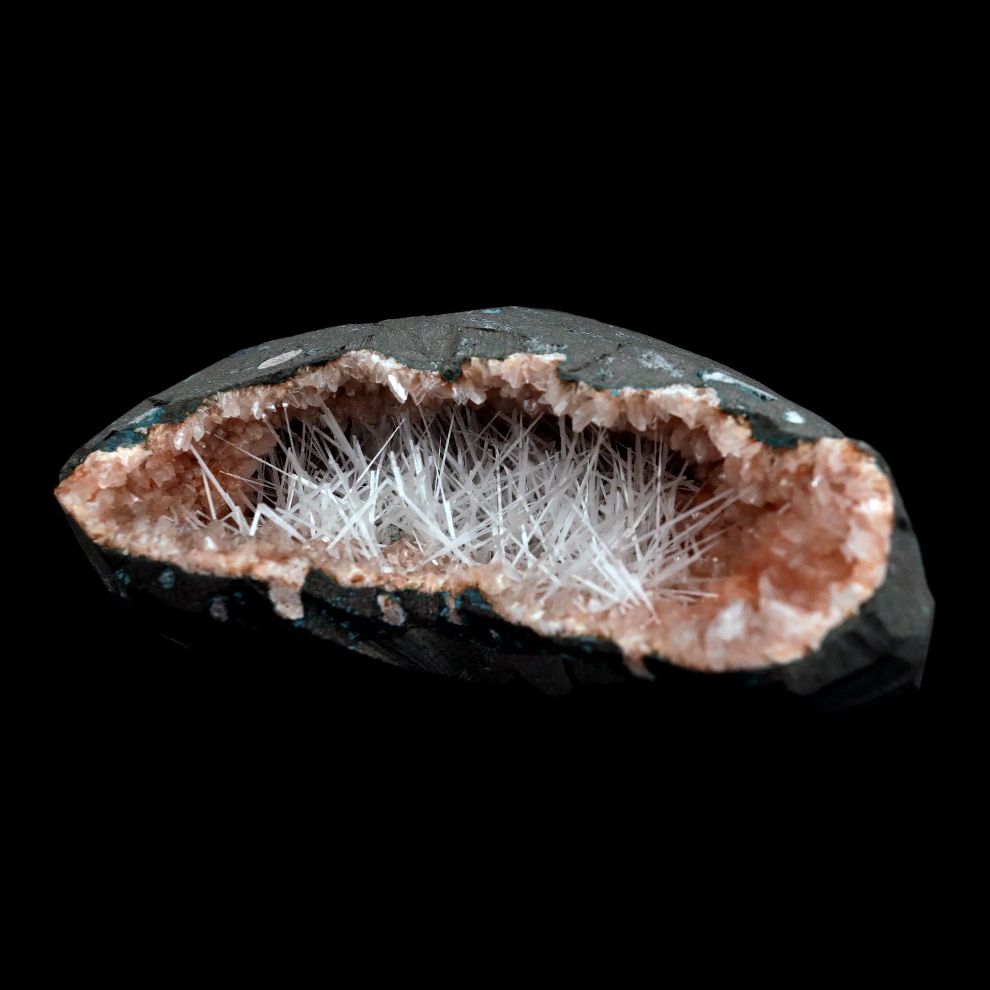 Scolecite Accular Sprays Inside Heulandite Geode Natural Mineral Specimen - image 3