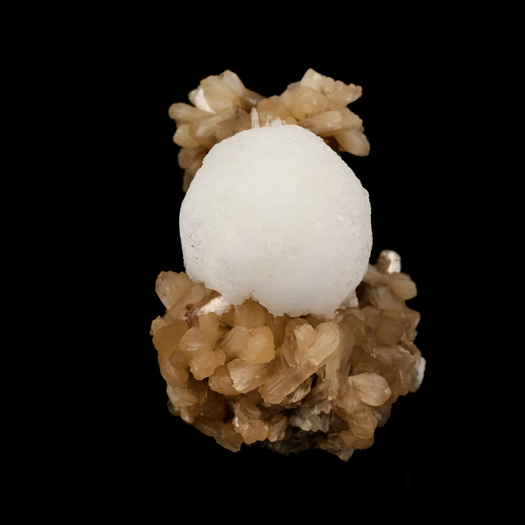 Scolecite Ball on Stilbite Natural Mineral Specimen image
