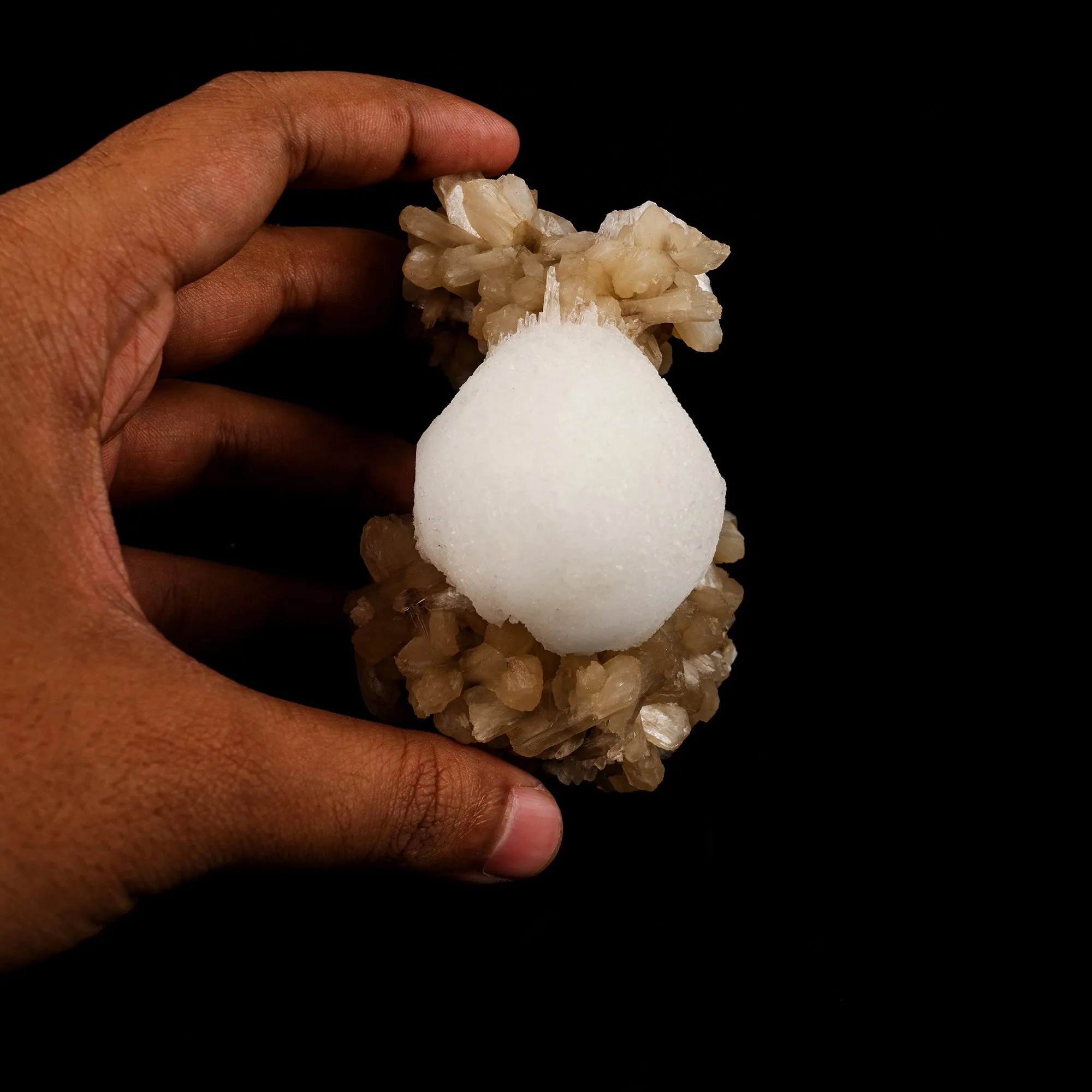 Scolecite Ball on Stilbite Natural Mineral Specimen - image 4
