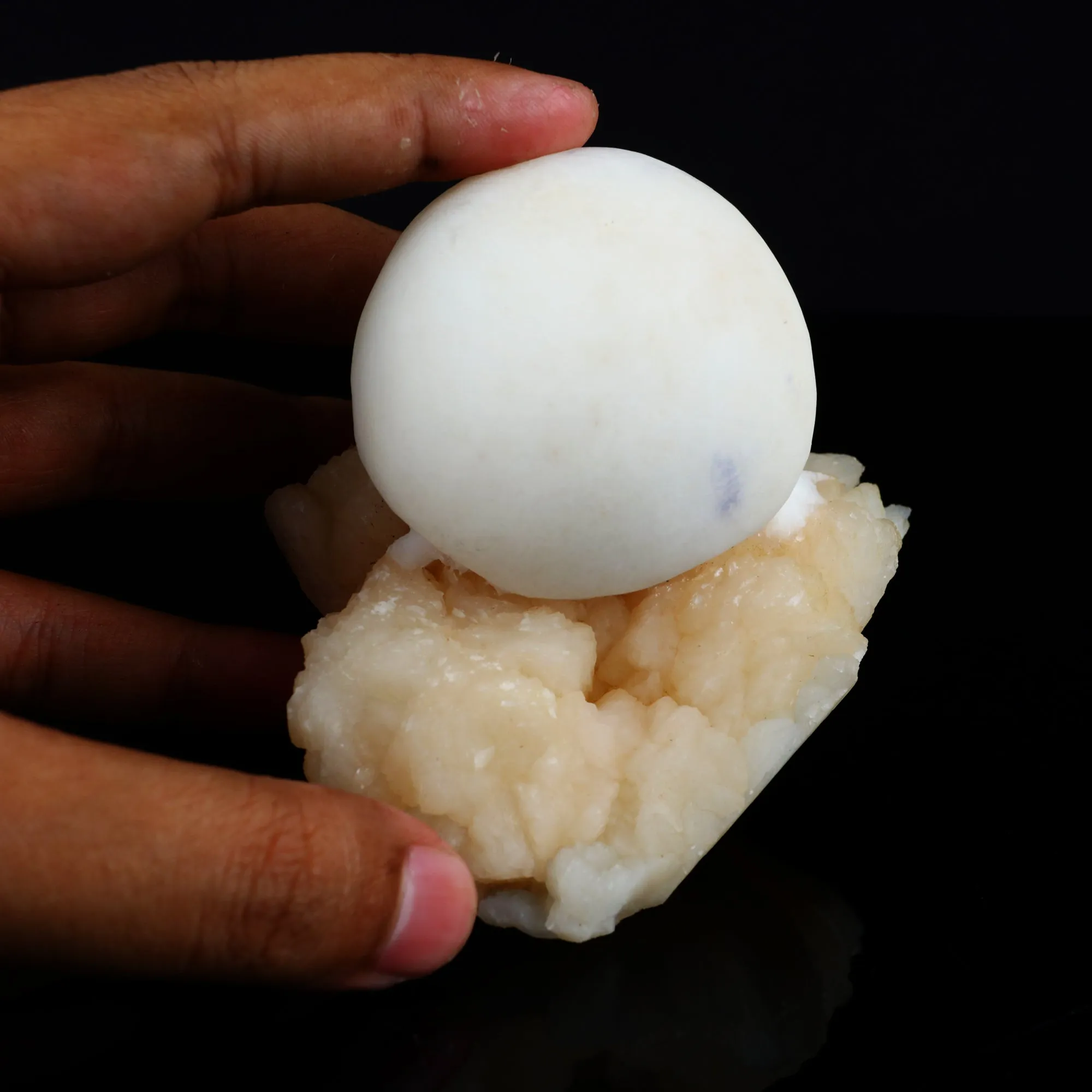Scolecite Ball on Stilbite Natural Mineral Specimen - image 3