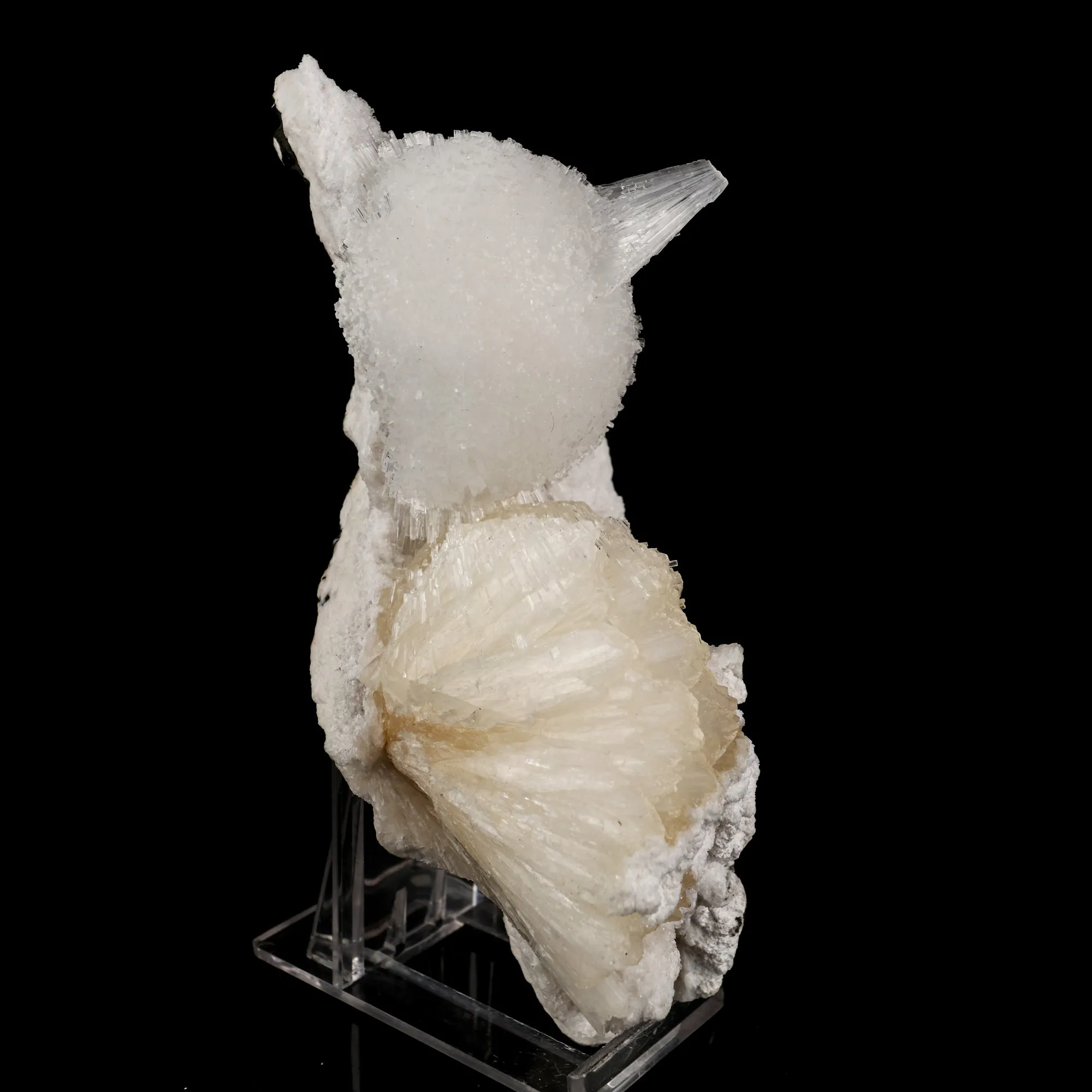 Scolecite Ball on Stilbite Snail like Structure Natural Mineral Specimen - image 3