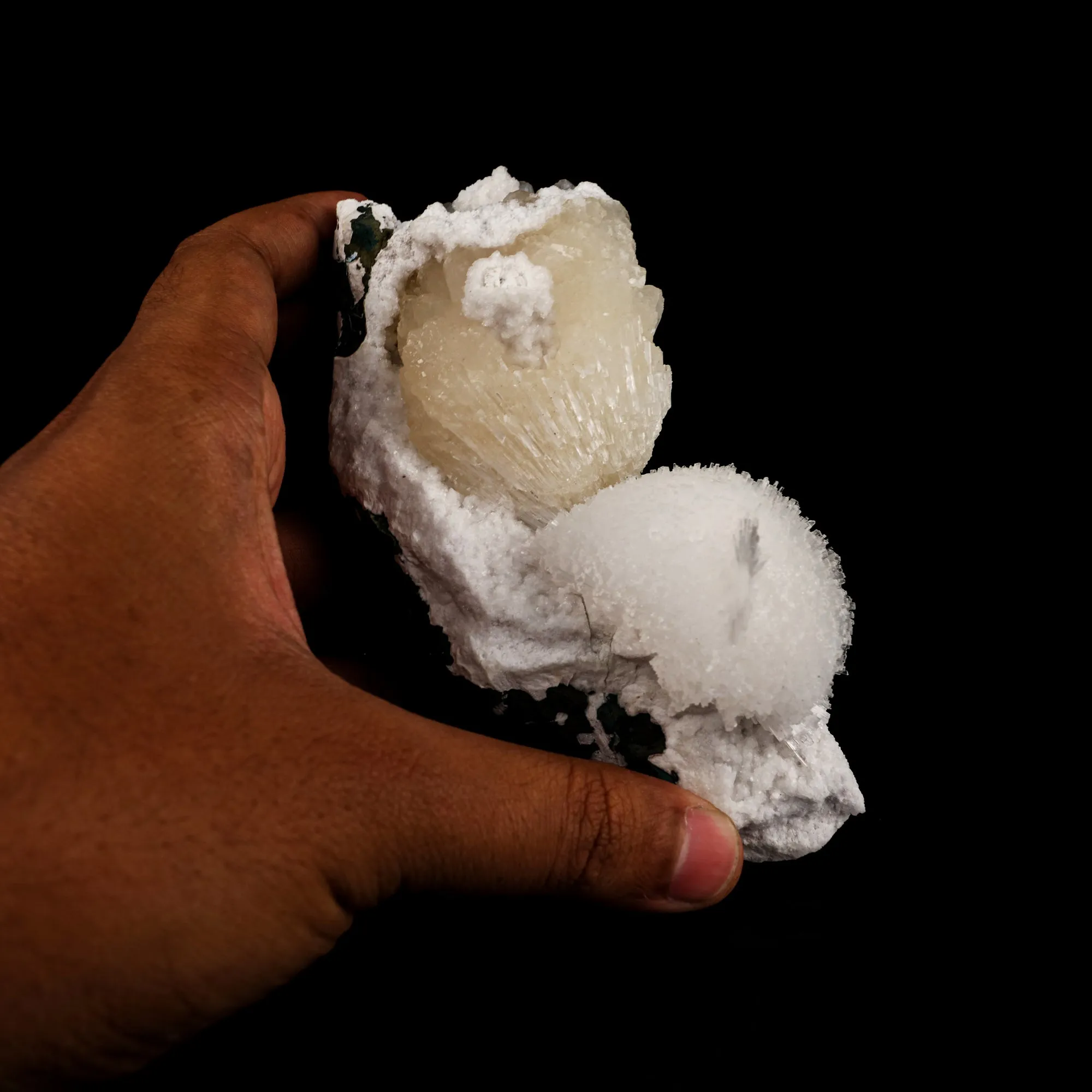 Scolecite Ball on Stilbite Snail like Structure Natural Mineral Specimen - image 6