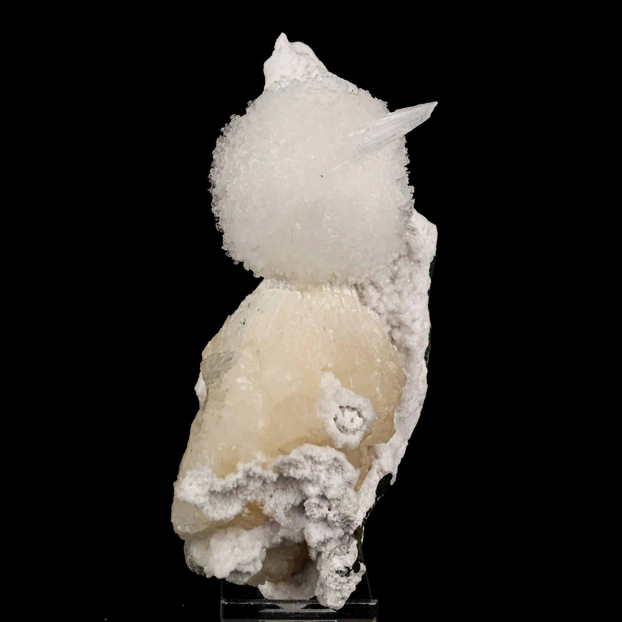 Scolecite Ball on Stilbite Snail like Structure Natural Mineral Specimen - image 2