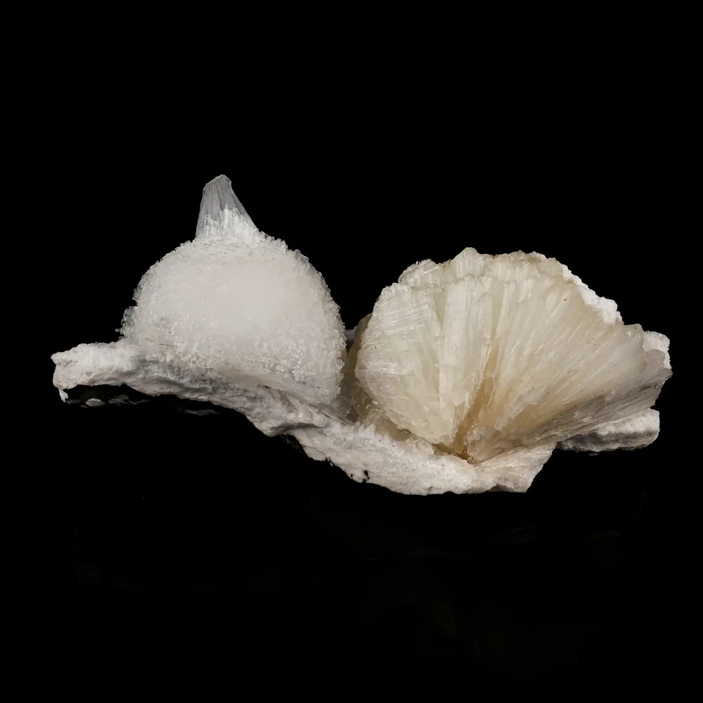 Scolecite Ball on Stilbite Snail like Structure Natural Mineral Specimen image