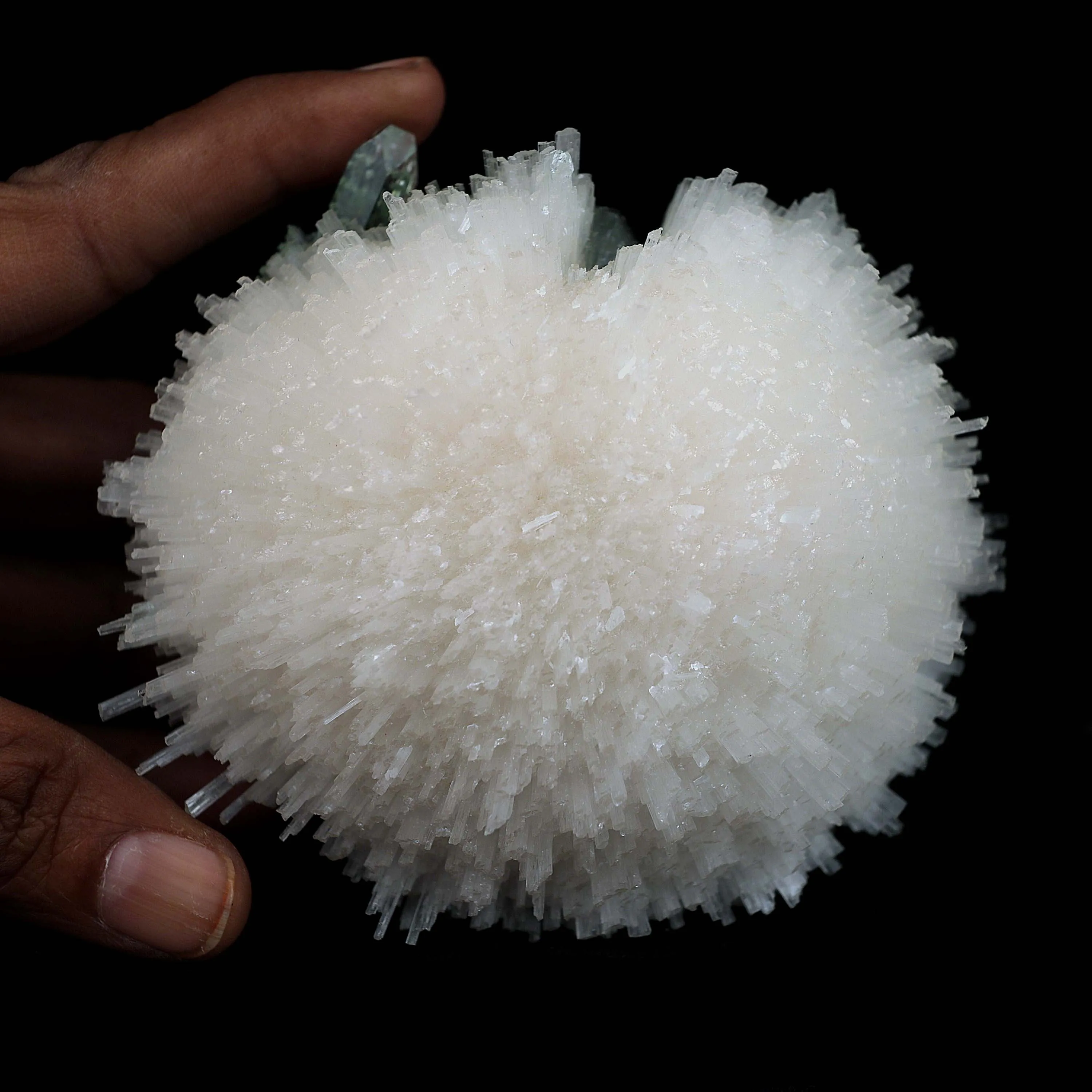 Scolecite Ball with Green Apophyllite Natural Mineral Specimen - image 4
