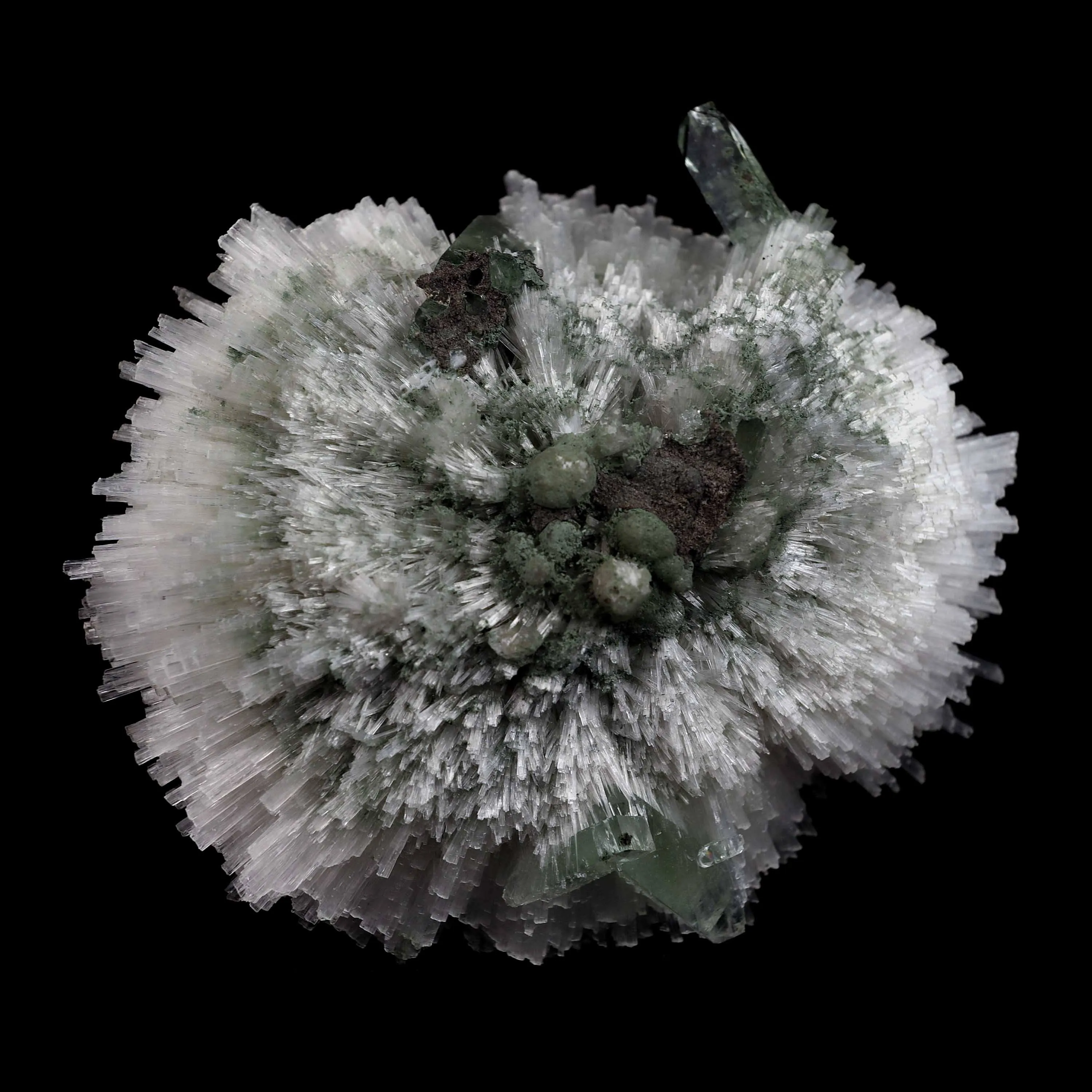 Scolecite Ball with Green Apophyllite Natural Mineral Specimen - image 7