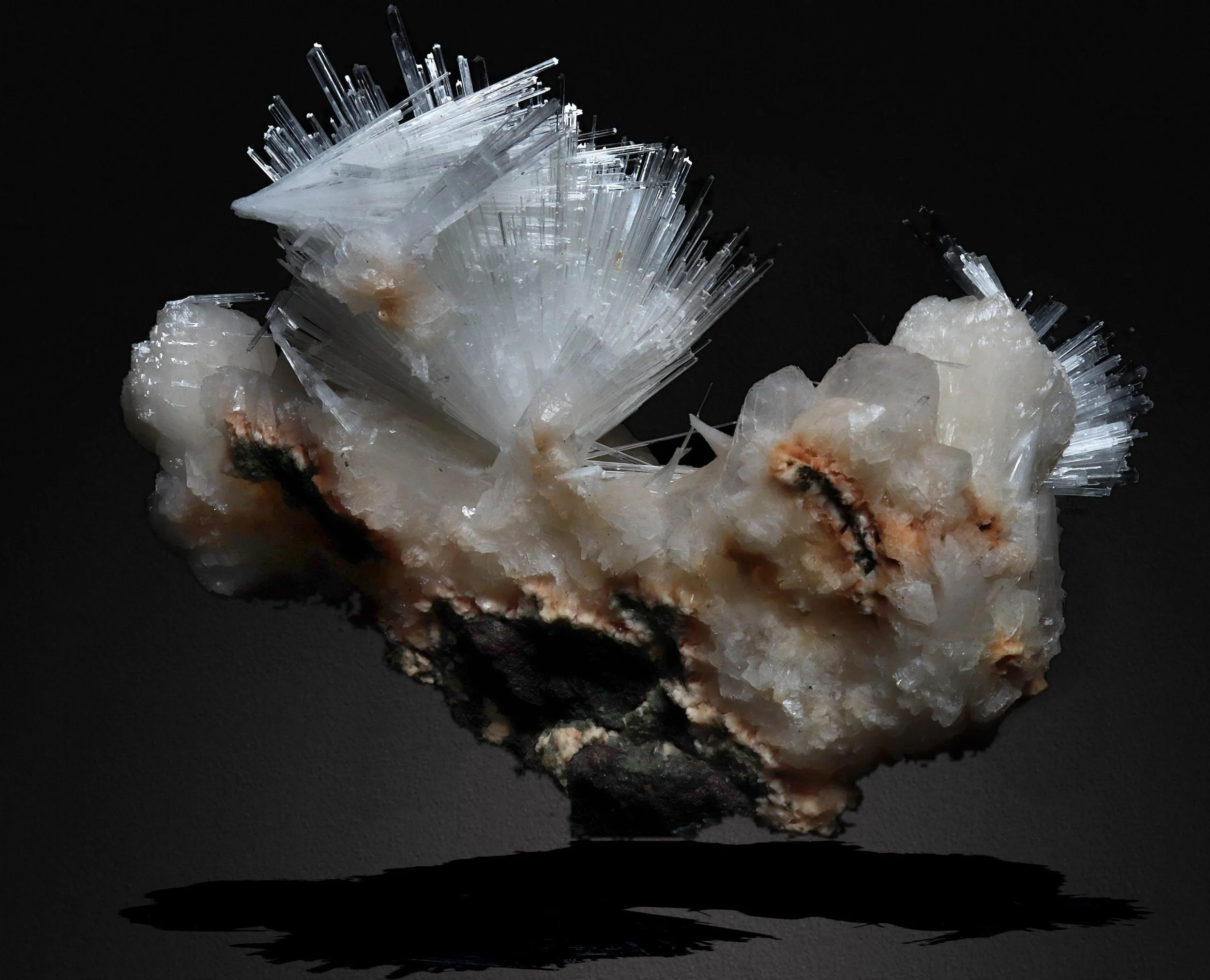 Scolecite Glassy Spray Formation on Stilbite - image 4