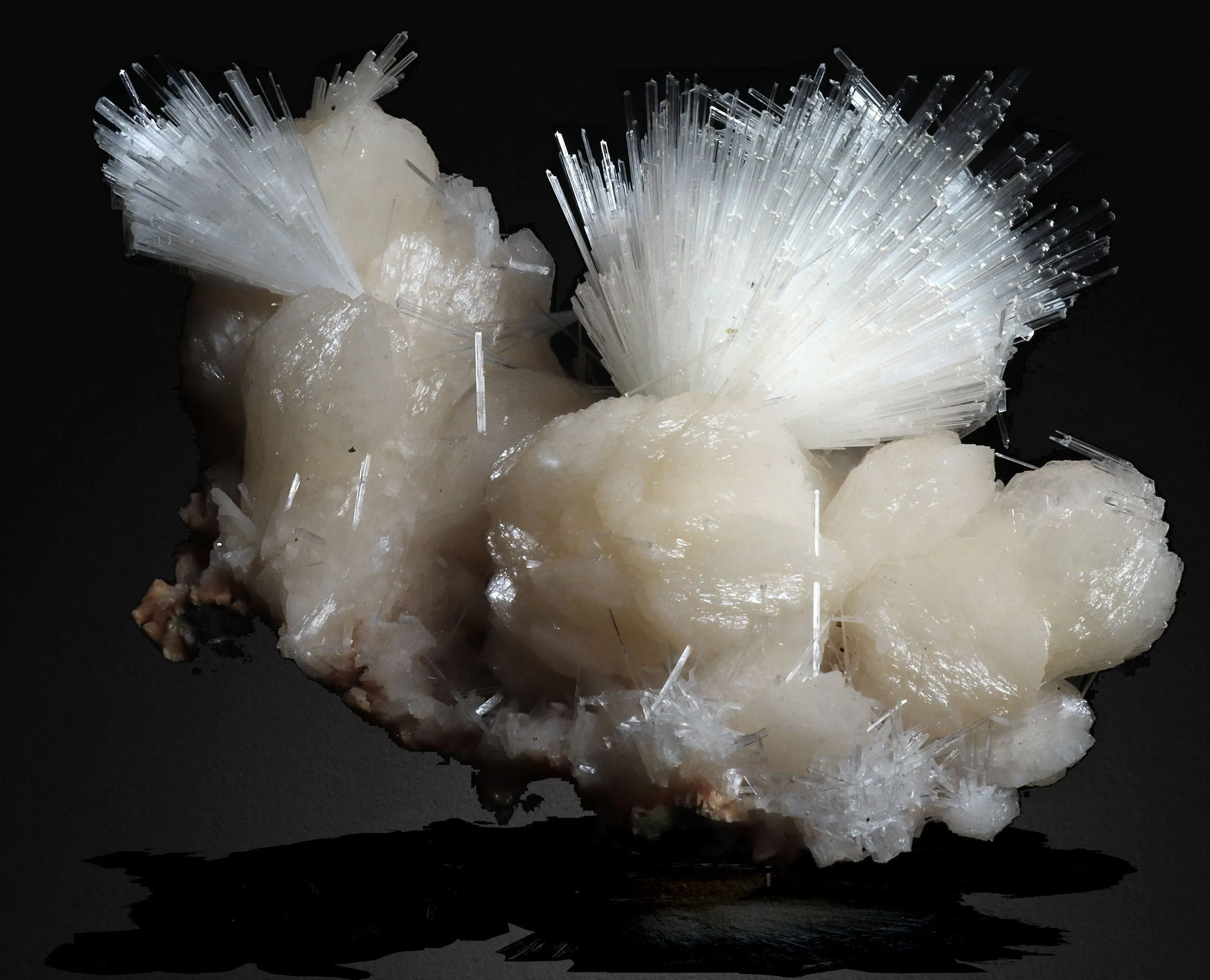 Scolecite Glassy Spray Formation on Stilbite - image 3