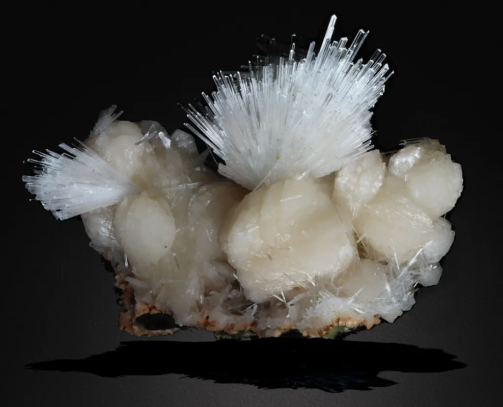 Scolecite Glassy Spray Formation on Stilbite - image 2