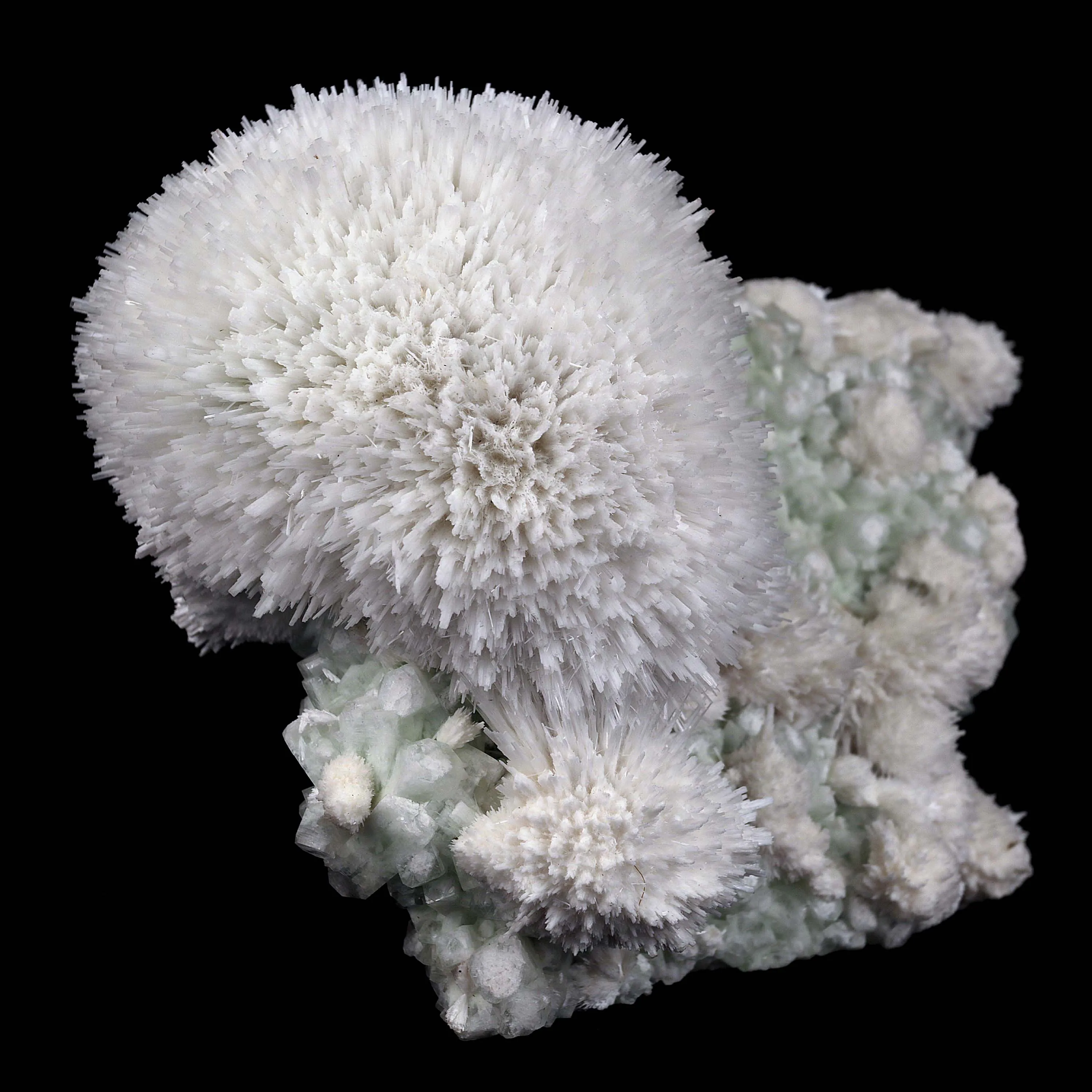 Scolecite Hemispheres with Apophyllite on Stilibite Natural Mineral Specimen - image 3