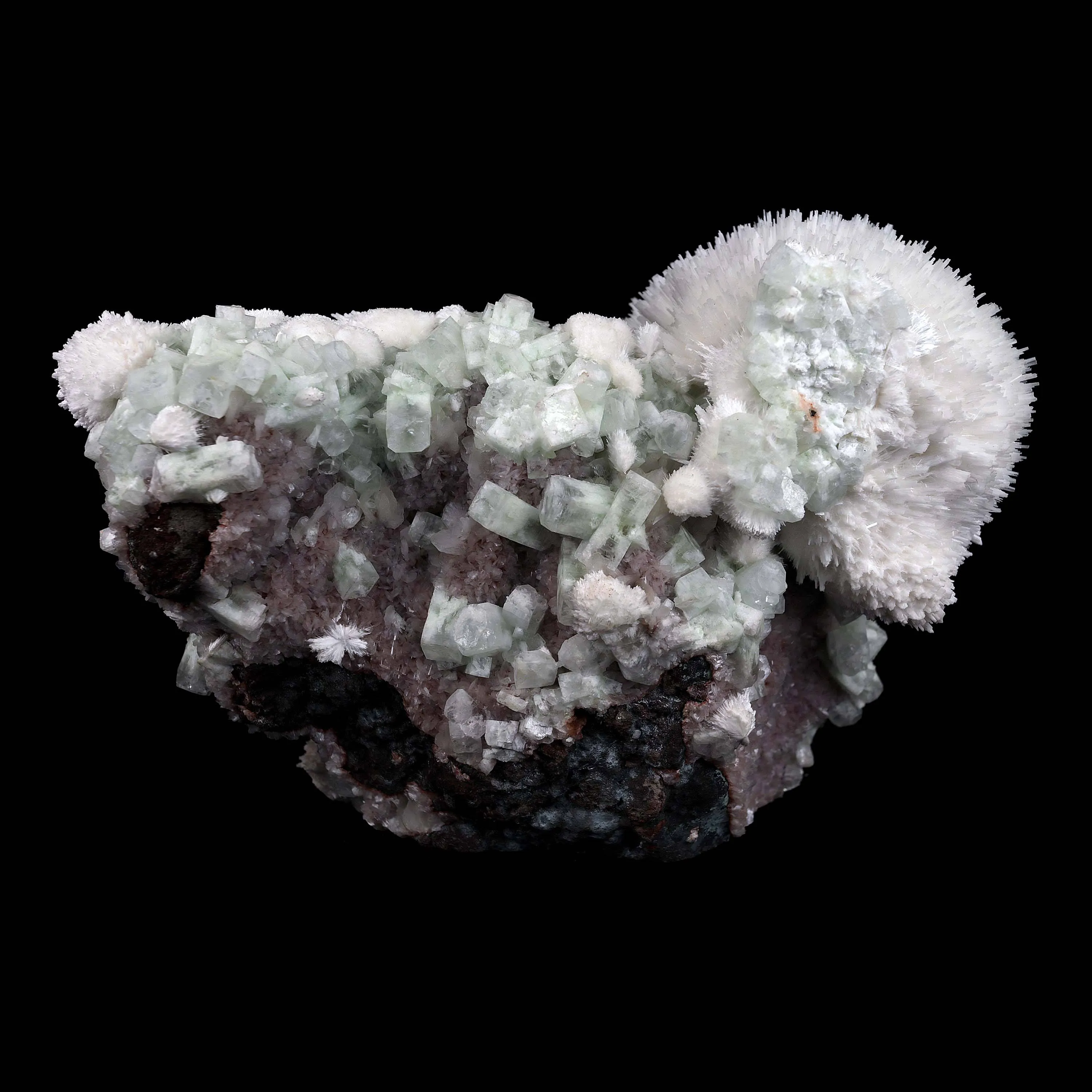Scolecite Hemispheres with Apophyllite on Stilibite Natural Mineral Specimen - image 7