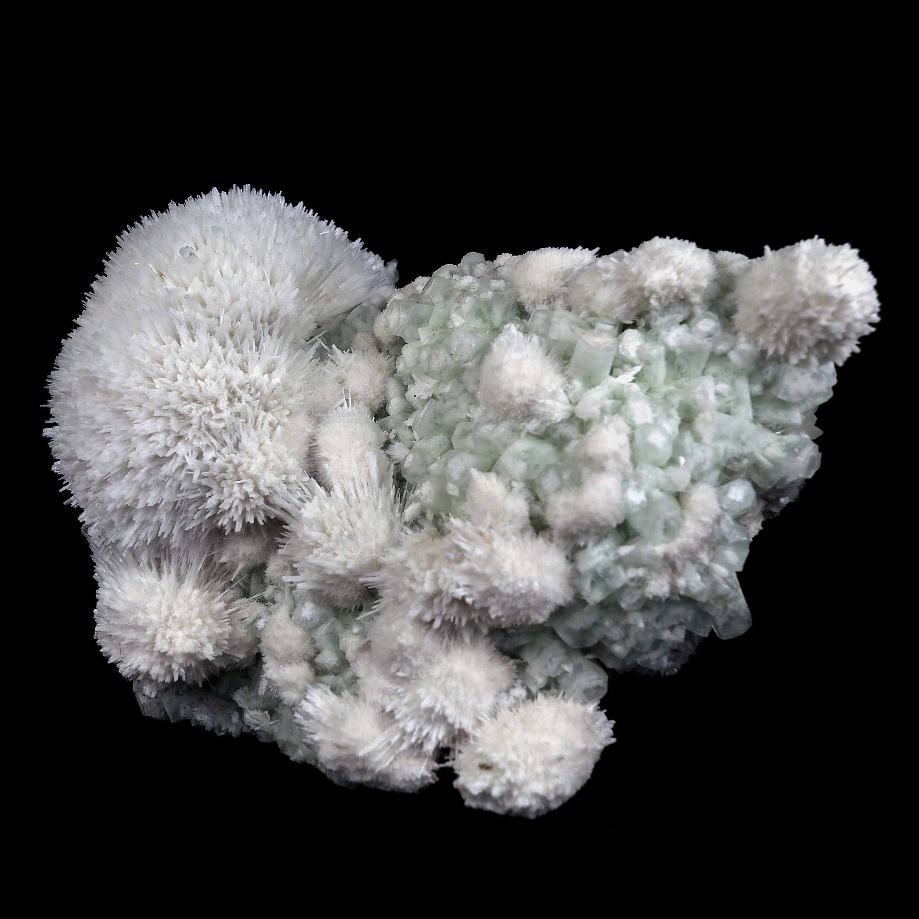 Scolecite Hemispheres with Apophyllite on Stilibite Natural Mineral Specimen - image 2