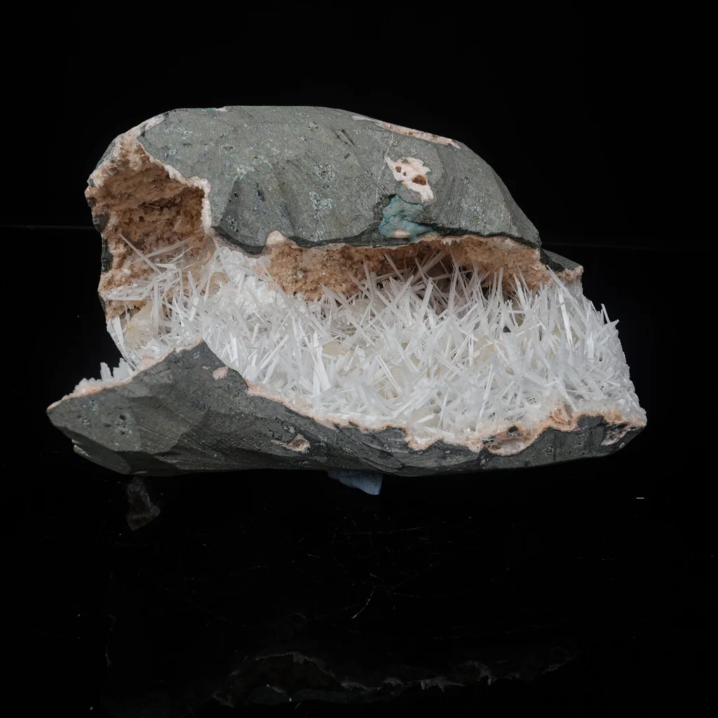 Scolecite in Heulandite Geode Natural Mineral Specimen image