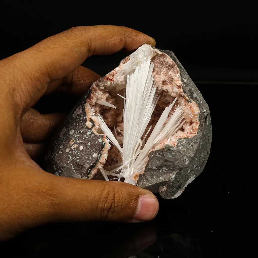 Scolecite in Heulandite Geode Natural Mineral Specimen - image 4