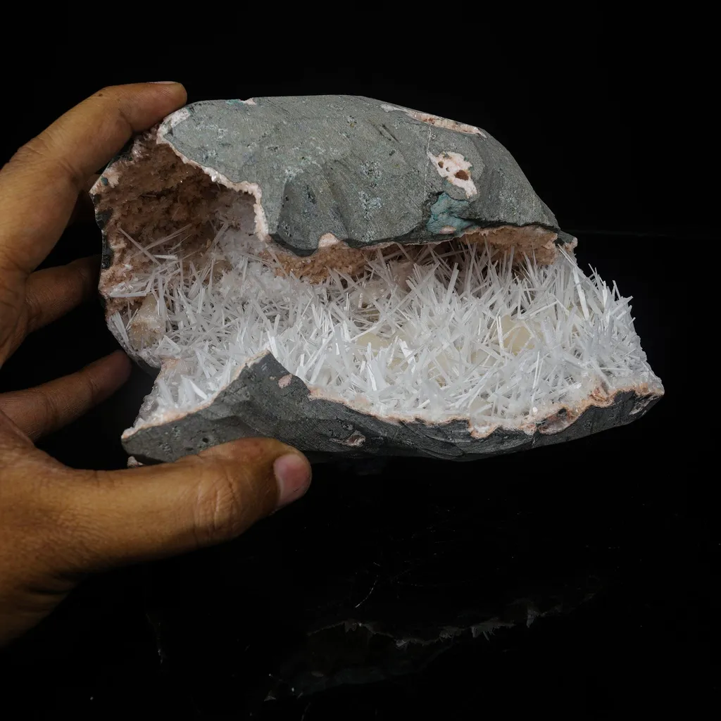 Scolecite in Heulandite Geode Natural Mineral Specimen - image 4