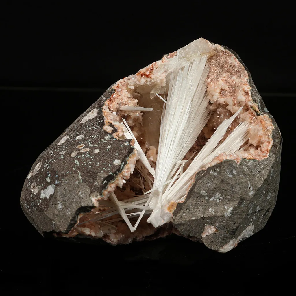 Scolecite in Heulandite Geode Natural Mineral Specimen image