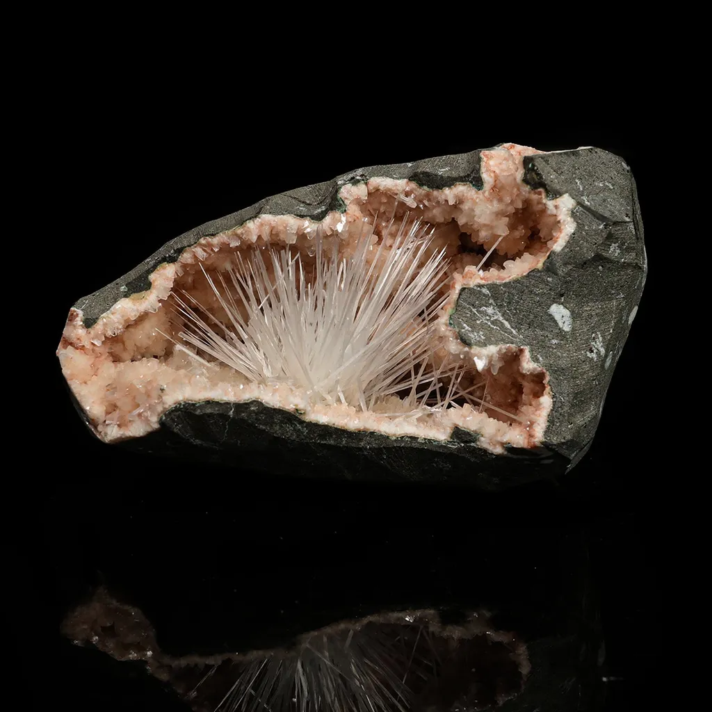 Scolecite in Heulandite Geode Natural Mineral Specimen image