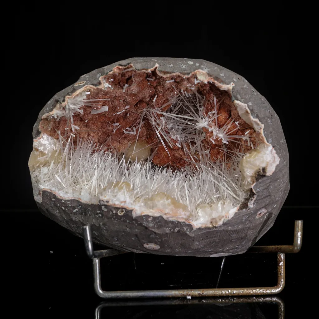 Scolecite in Heulandite Geode Natural Mineral Specimen image