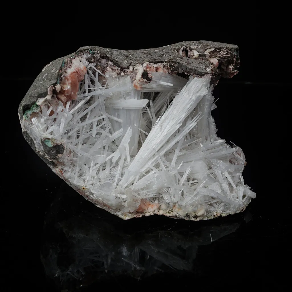 Scolecite in Heulandite Geode Natural Mineral Specimen image