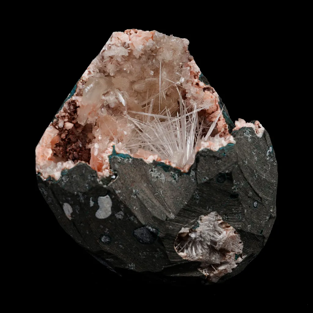 Scolecite Inside Heulandite Geode Natural Mineral Specimen image