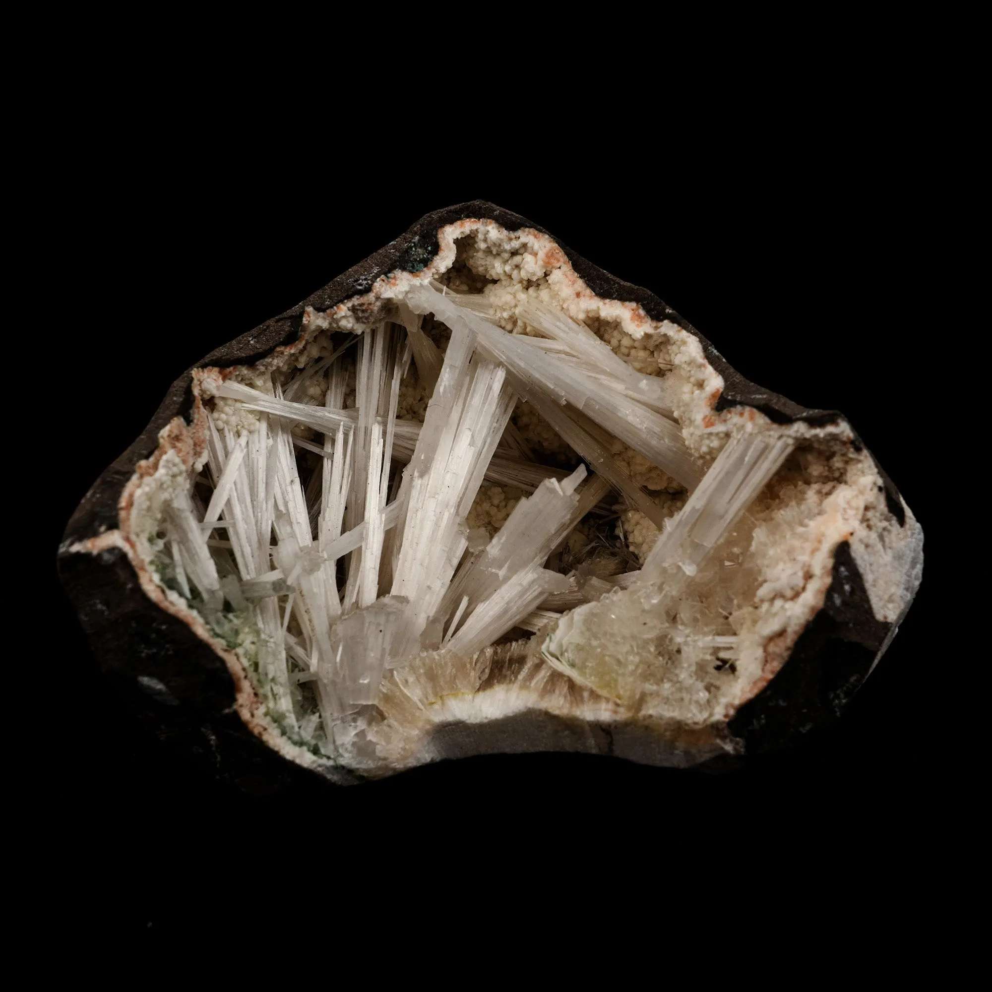 Scolecite Intergrown Sprays Inside Heulandite Geode Natural Mineral Specimen - image 1