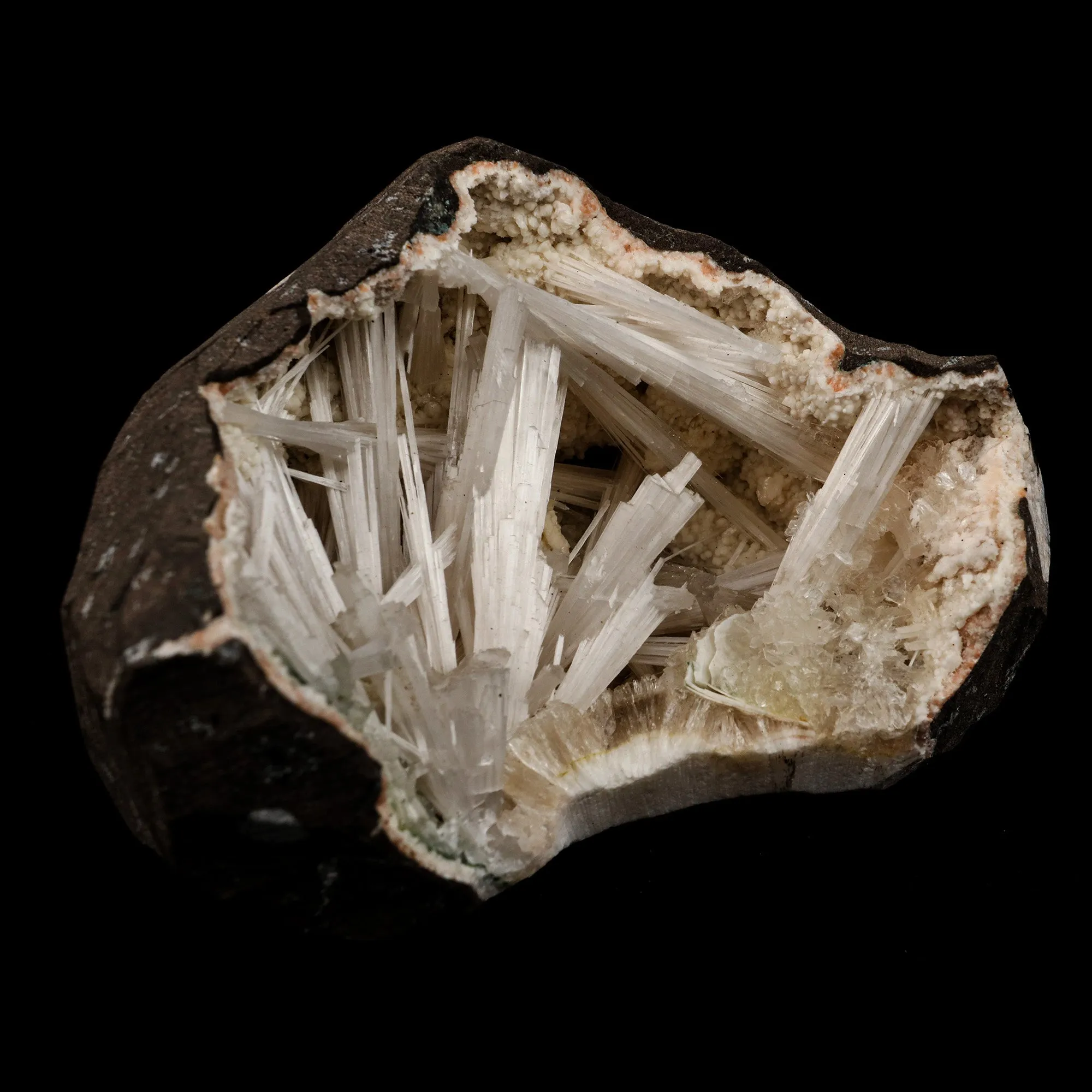 Scolecite Intergrown Sprays Inside Heulandite Geode Natural Mineral Specimen - image 2