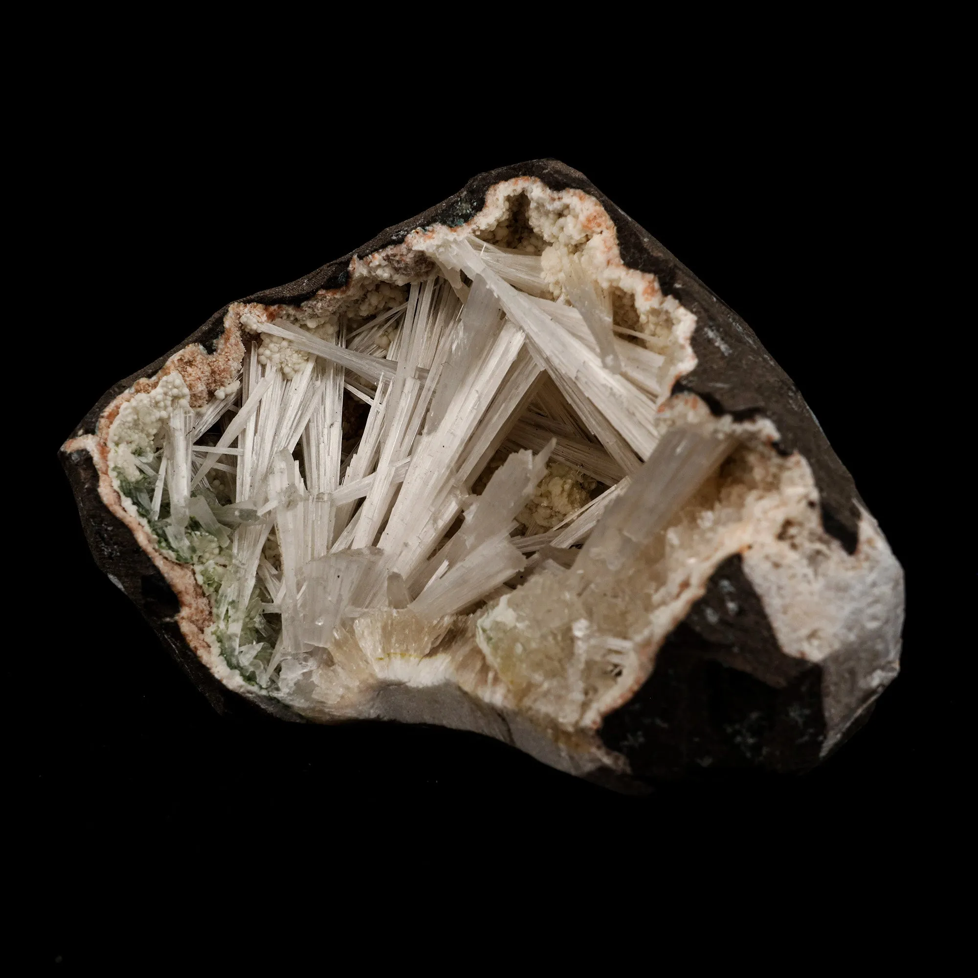 Scolecite Intergrown Sprays Inside Heulandite Geode Natural Mineral Specimen - image 3