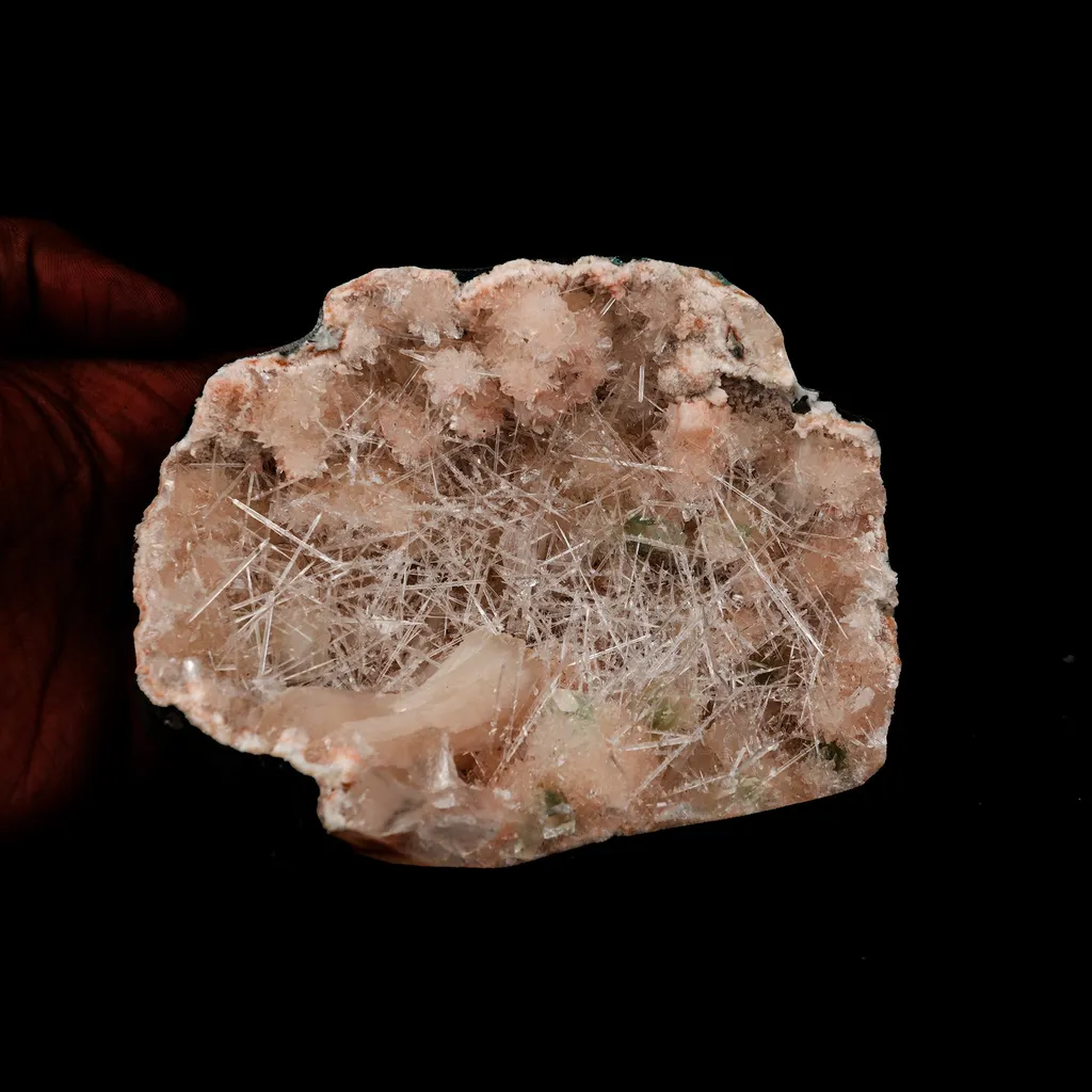 Scolecite Mesh Formation On Stilbite, Heulandite Natural Mineral Specimen - image 5