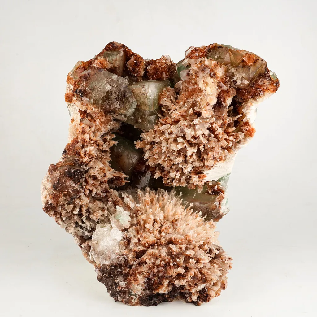 Scolecite Spray Brown color with Apophyllite cubes Natural Mineral Specimen image