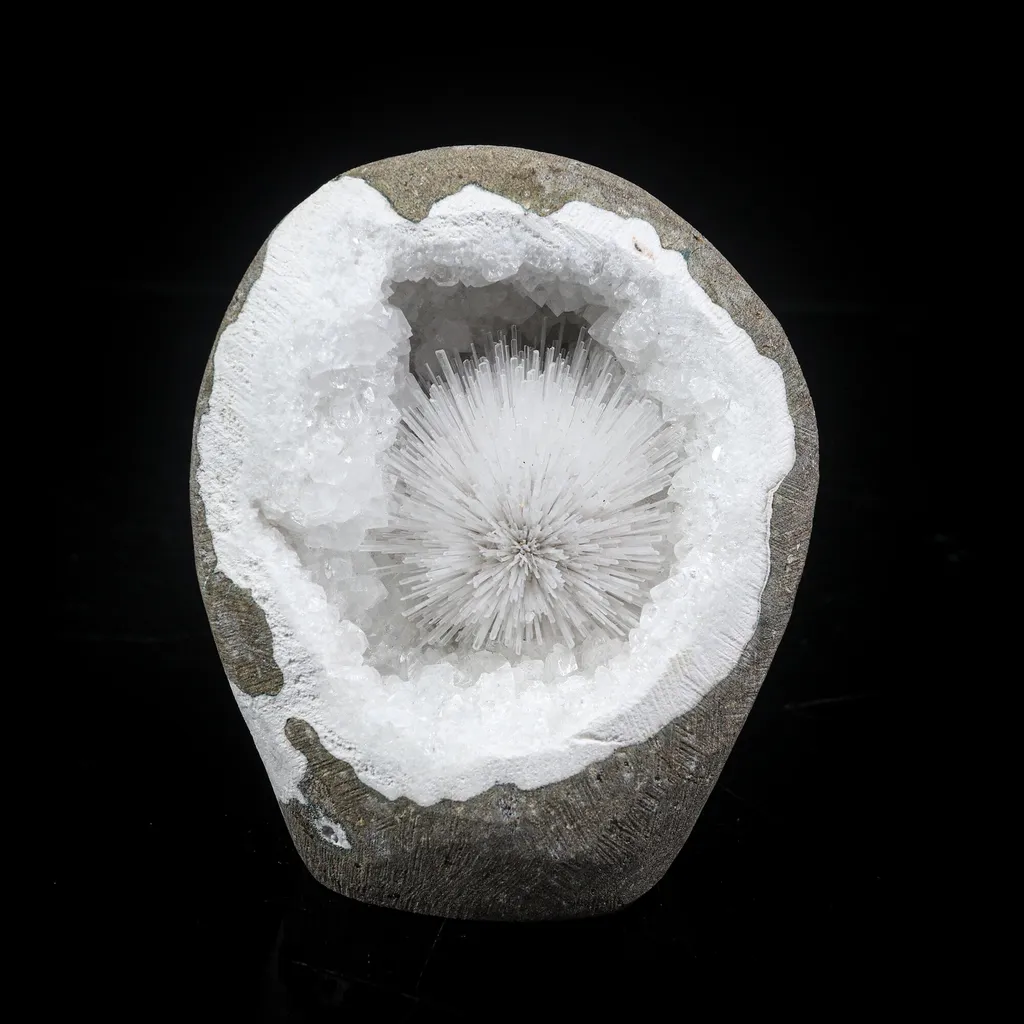 Scolecite Spray Geode With MM Quartz Natural Mineral Specimen image