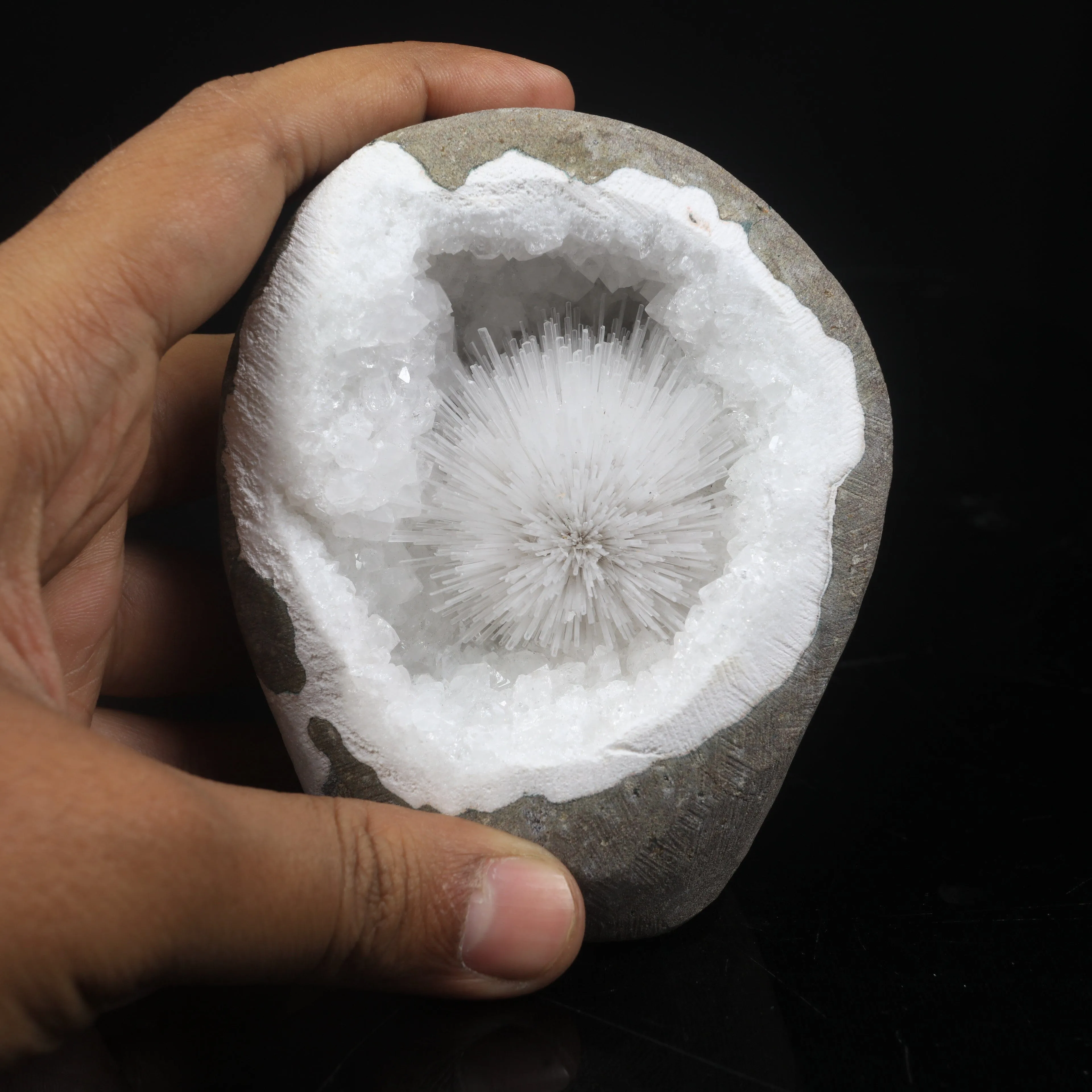 Scolecite Spray Geode With MM Quartz Natural Mineral Specimen - image 4