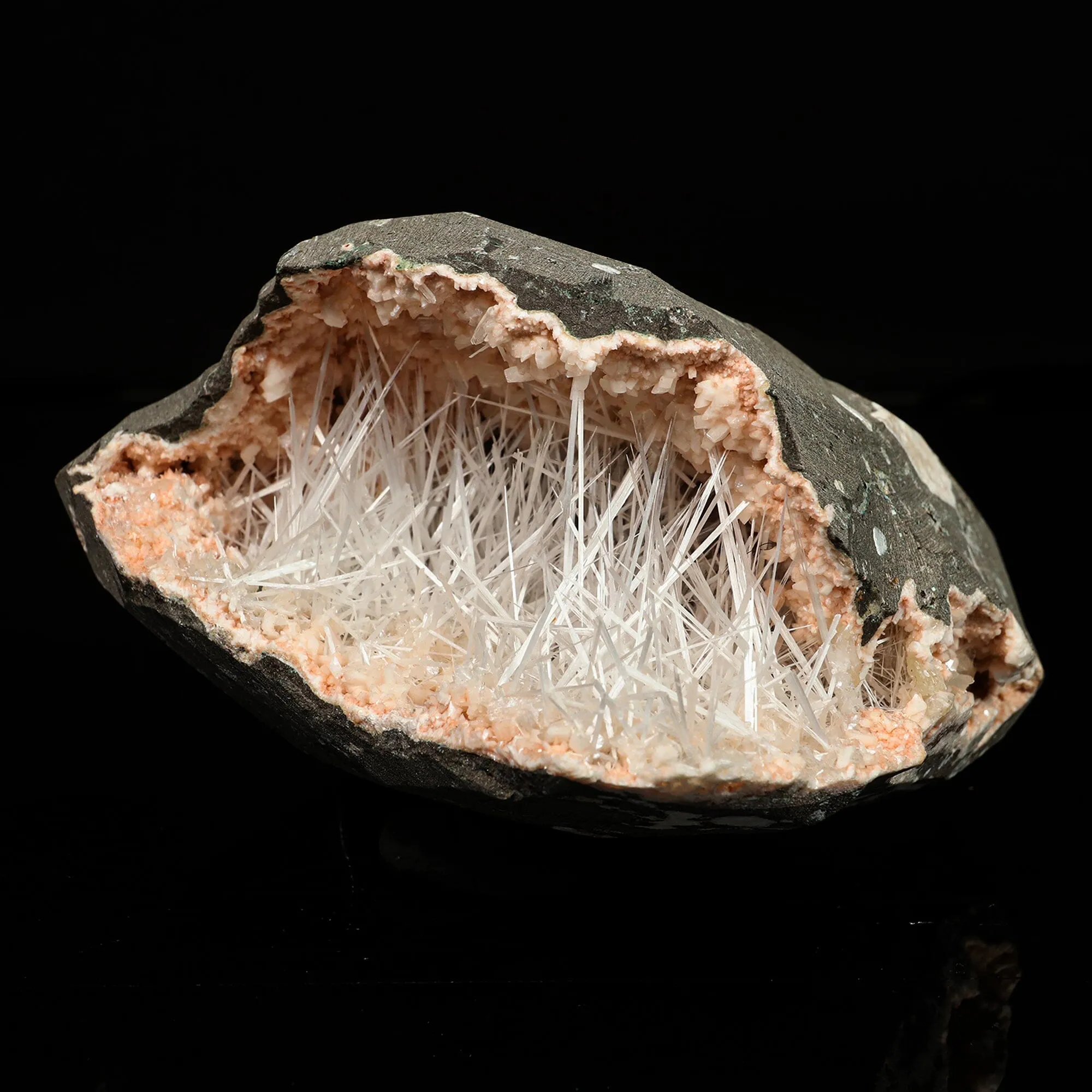 Scolecite Spray in Heulandite Geode Natural Mineral Specimen - image 3