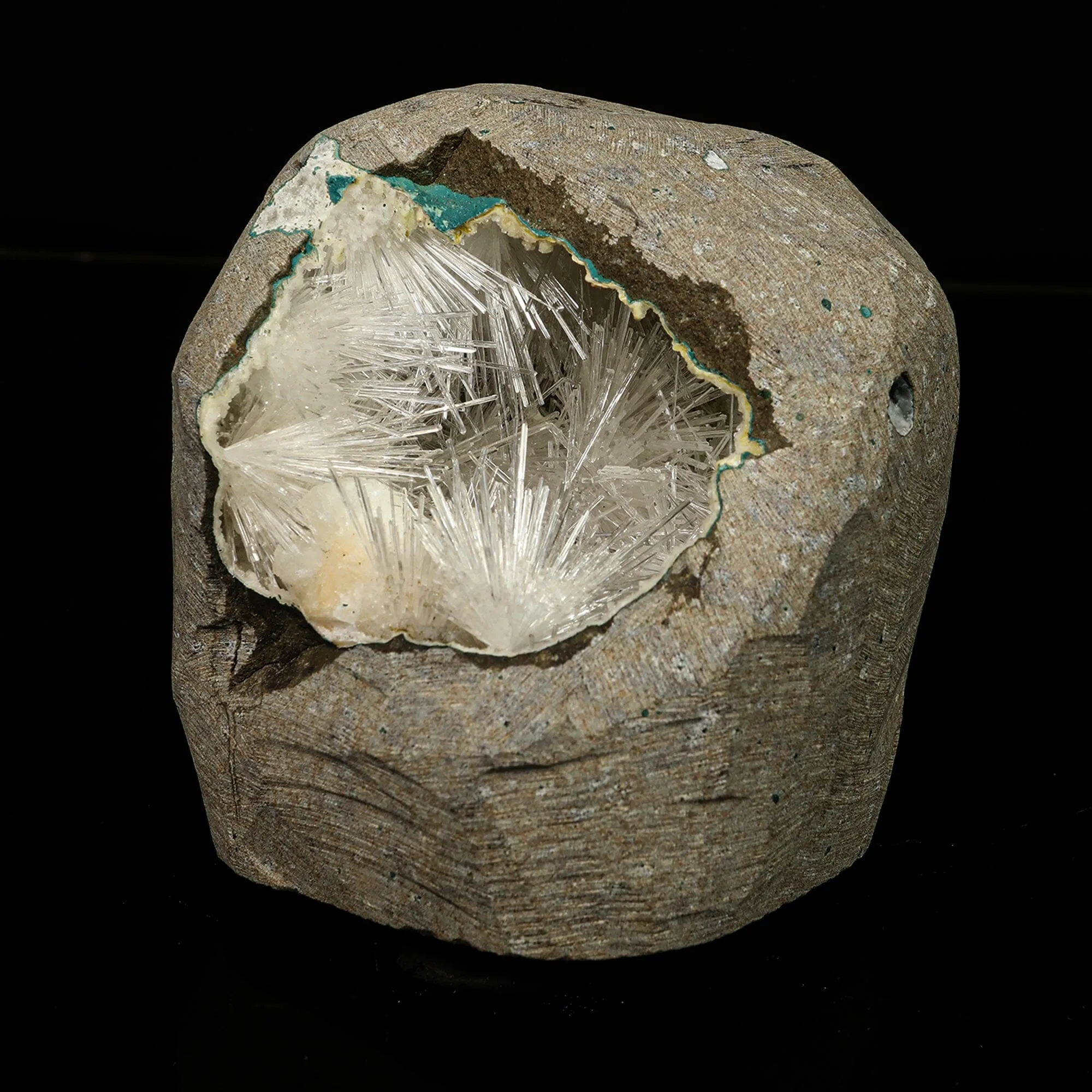 Scolecite Spray Inside Chalcedony Geode free standing Natural Mineral Specimen - image 2