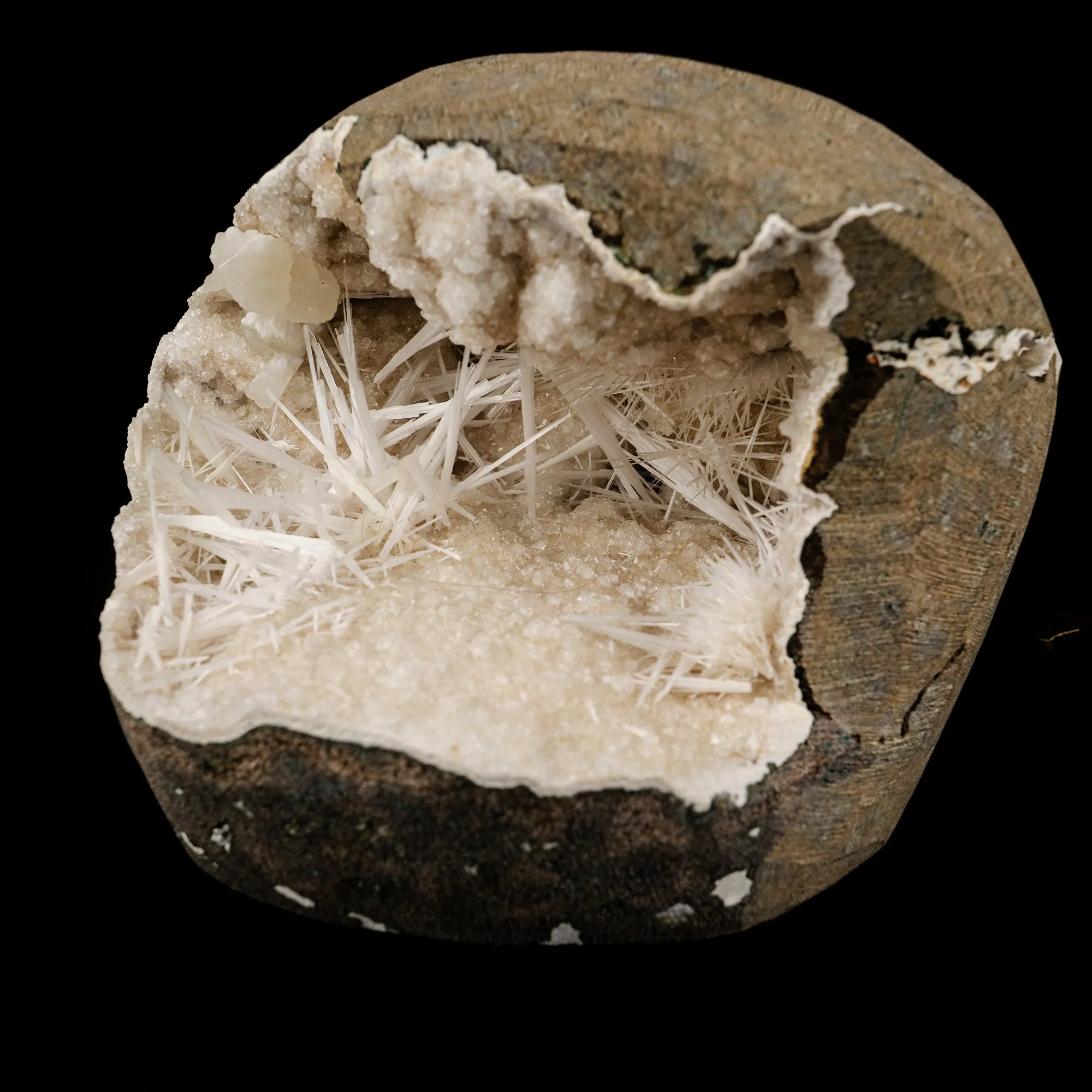Scolecite Spray Inside Chalcedony Geode Natural Mineral Specimen - image 3