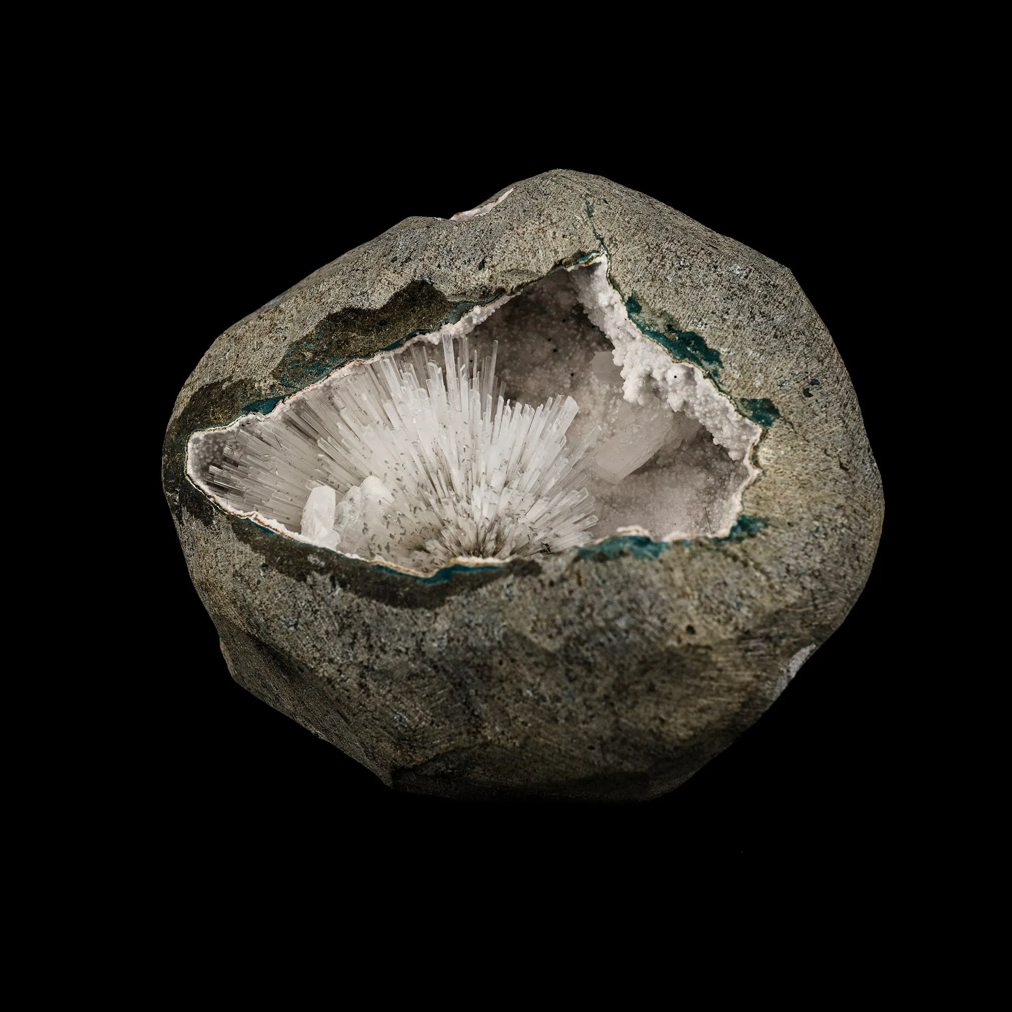 Scolecite Spray Inside Chalcedony Geode Natural Mineral Specimen - image 2