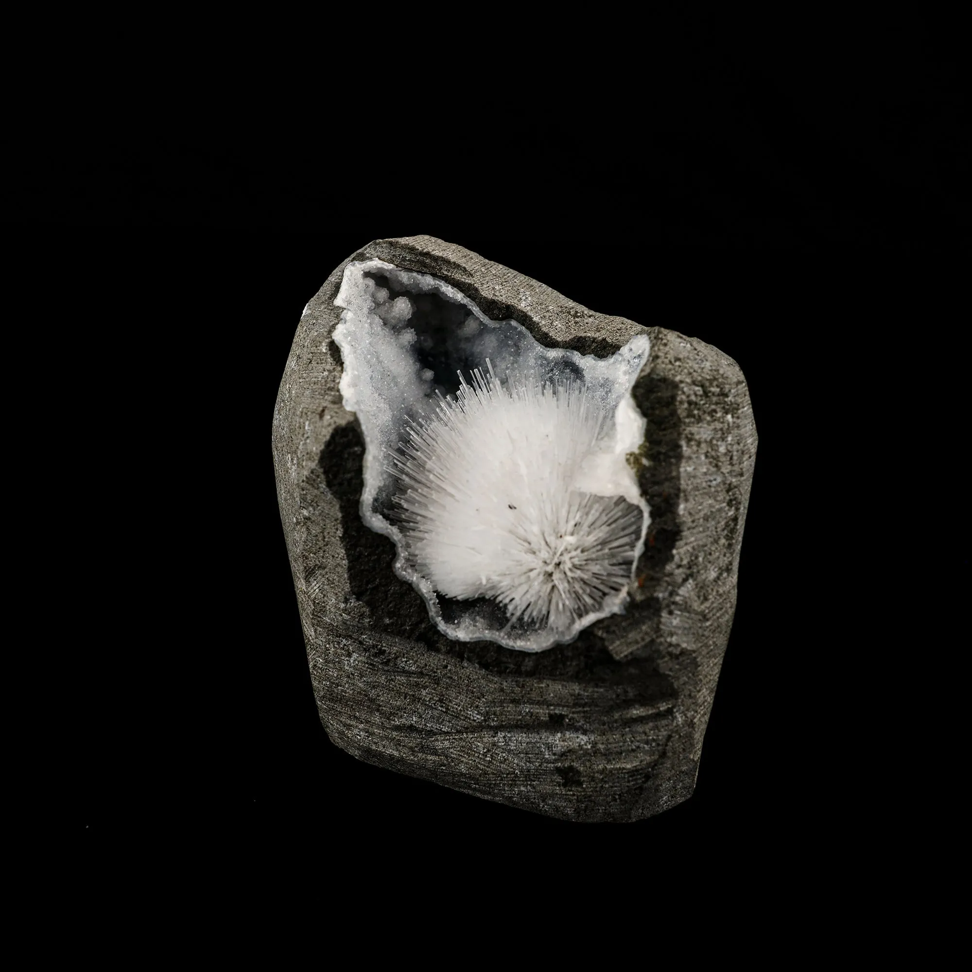 Scolecite Spray Inside Chalcedony Geode Natural Mineral Specimen - image 2