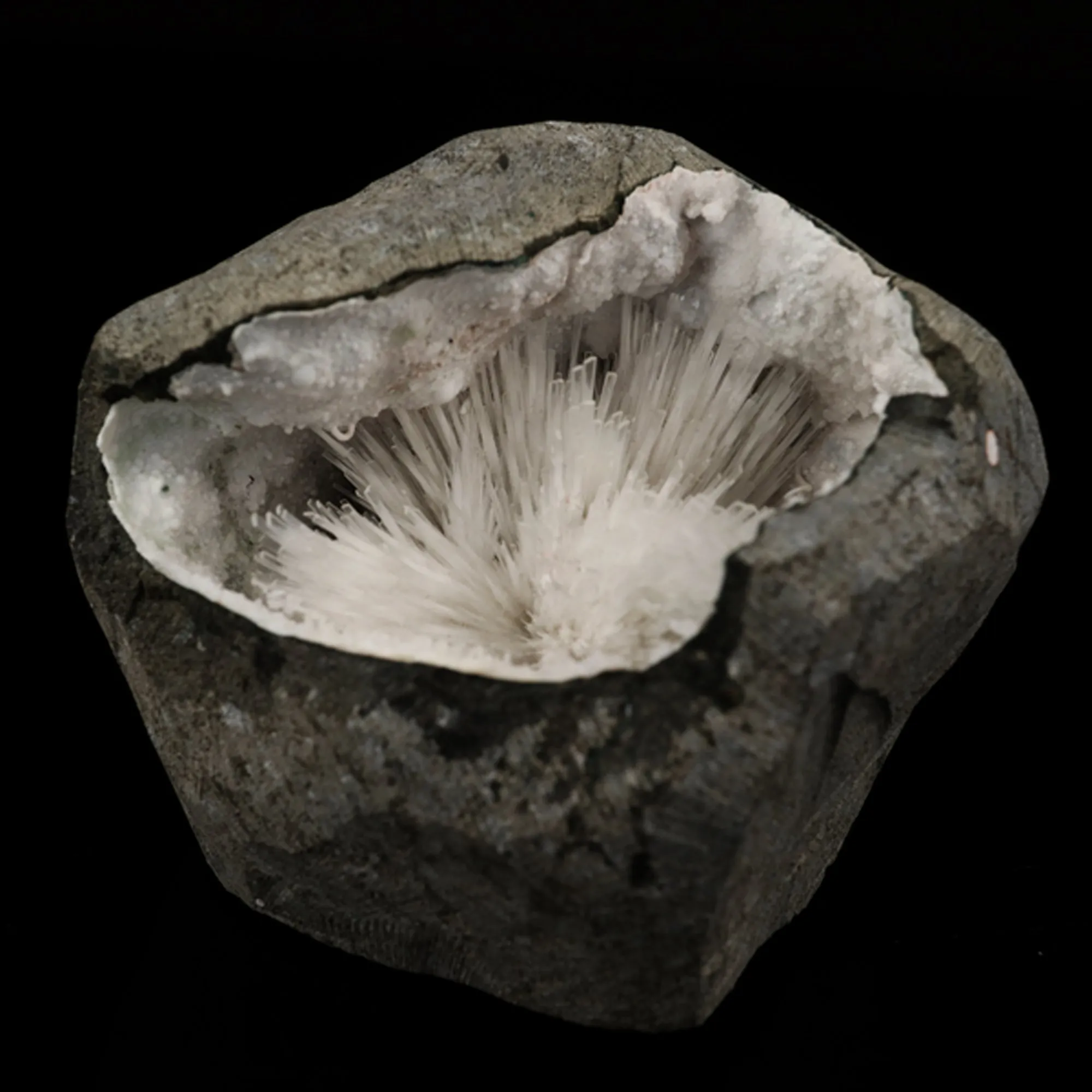 Scolecite Spray Inside Chalcedony Geode Natural Mineral Specimen - image 3