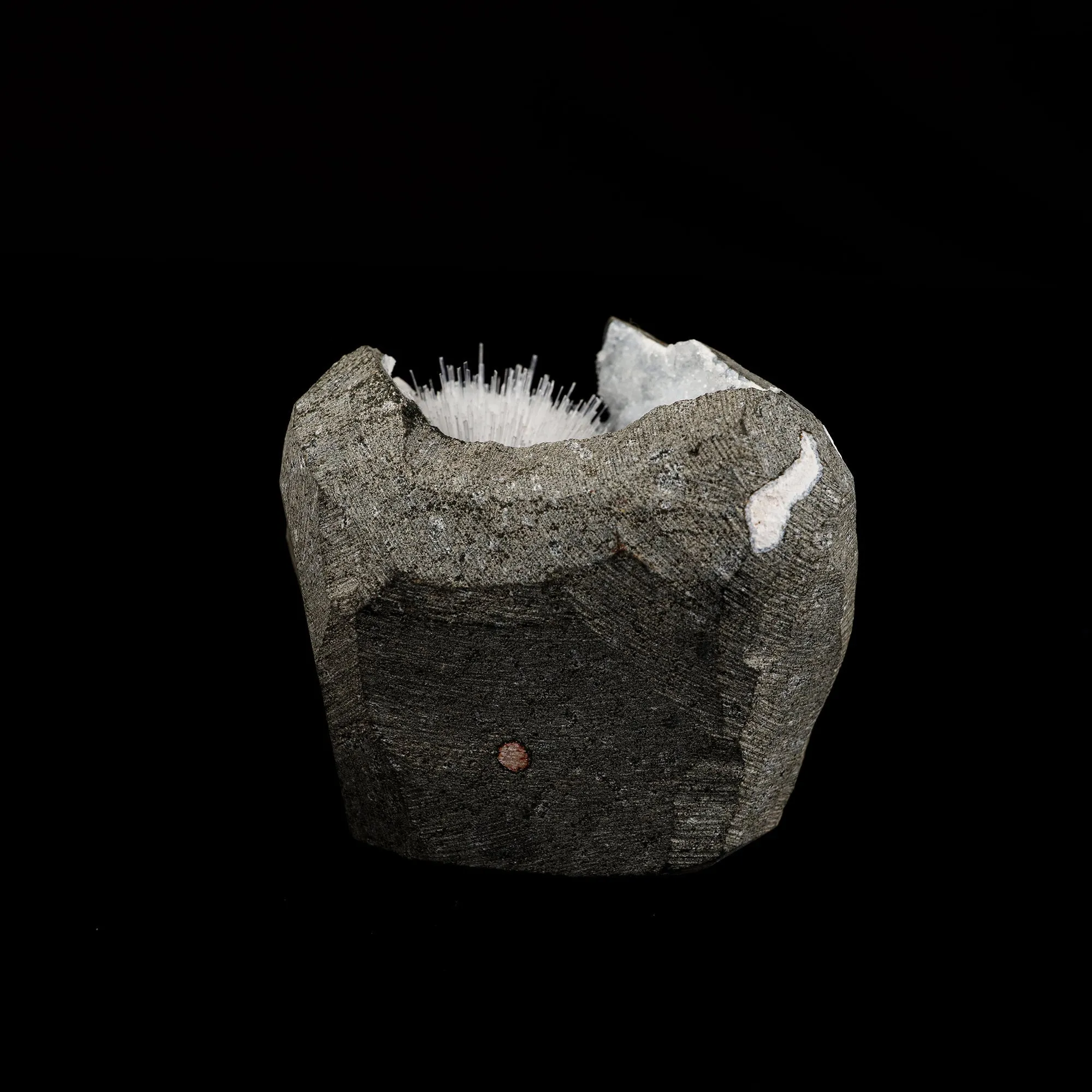 Scolecite Spray Inside Chalcedony Geode Natural Mineral Specimen - image 4