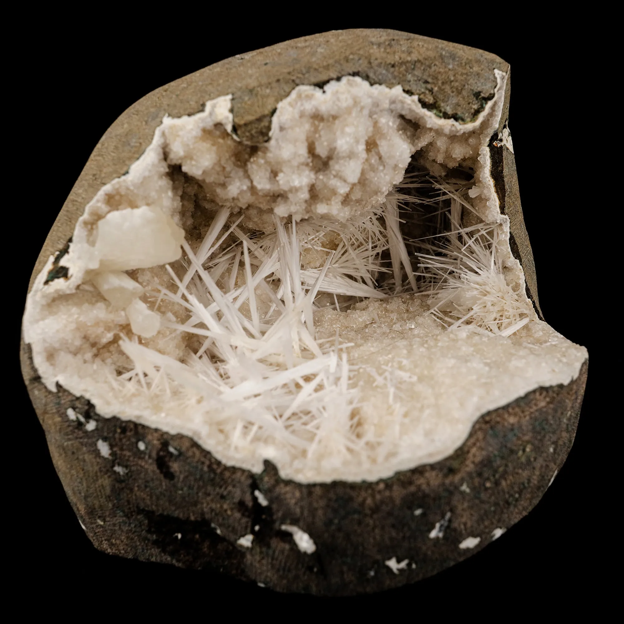 Scolecite Spray Inside Chalcedony Geode Natural Mineral Specimen - image 2