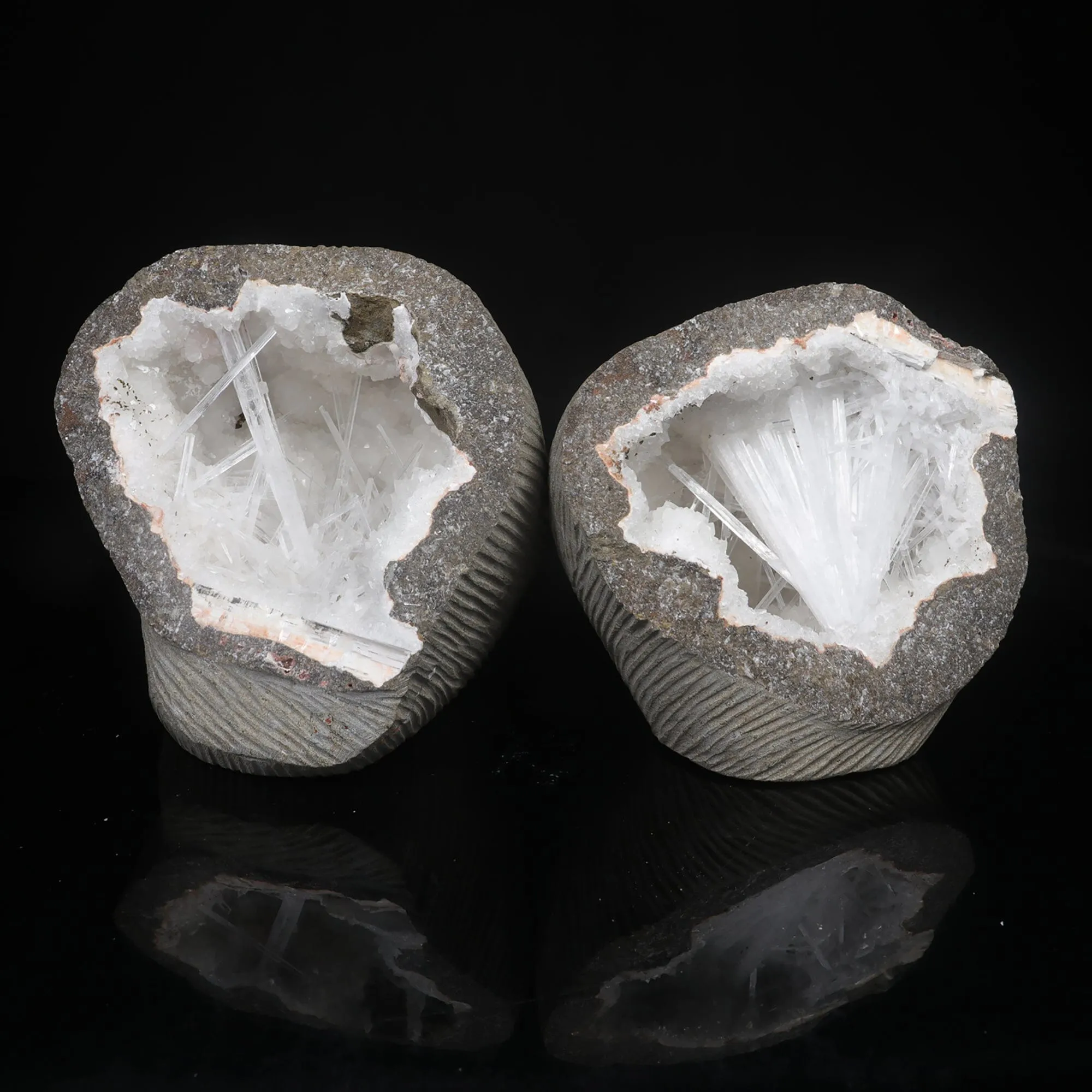 Scolecite Spray Inside Complete Geode Natural Mineral Specimen - image 2